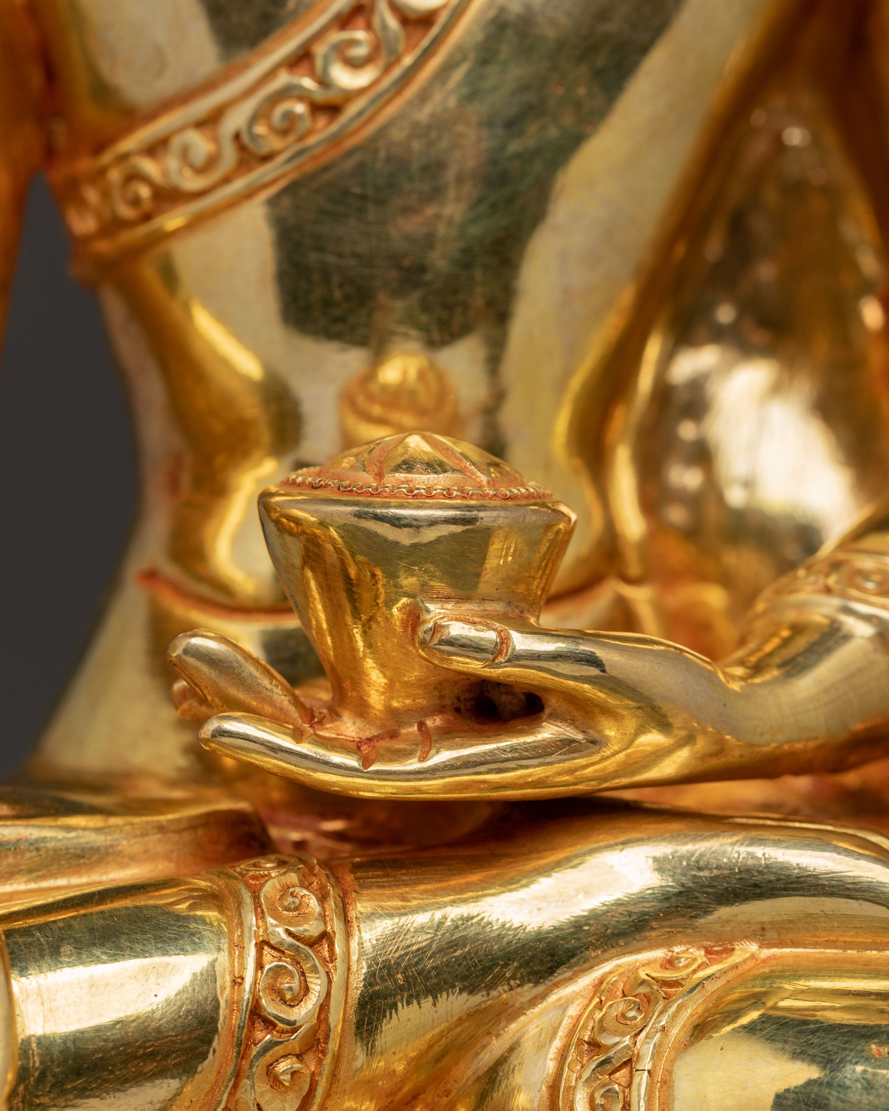 Handcrafted Sacred Statue of Shakyamuni Buddha on Throne | Peaceful Deity