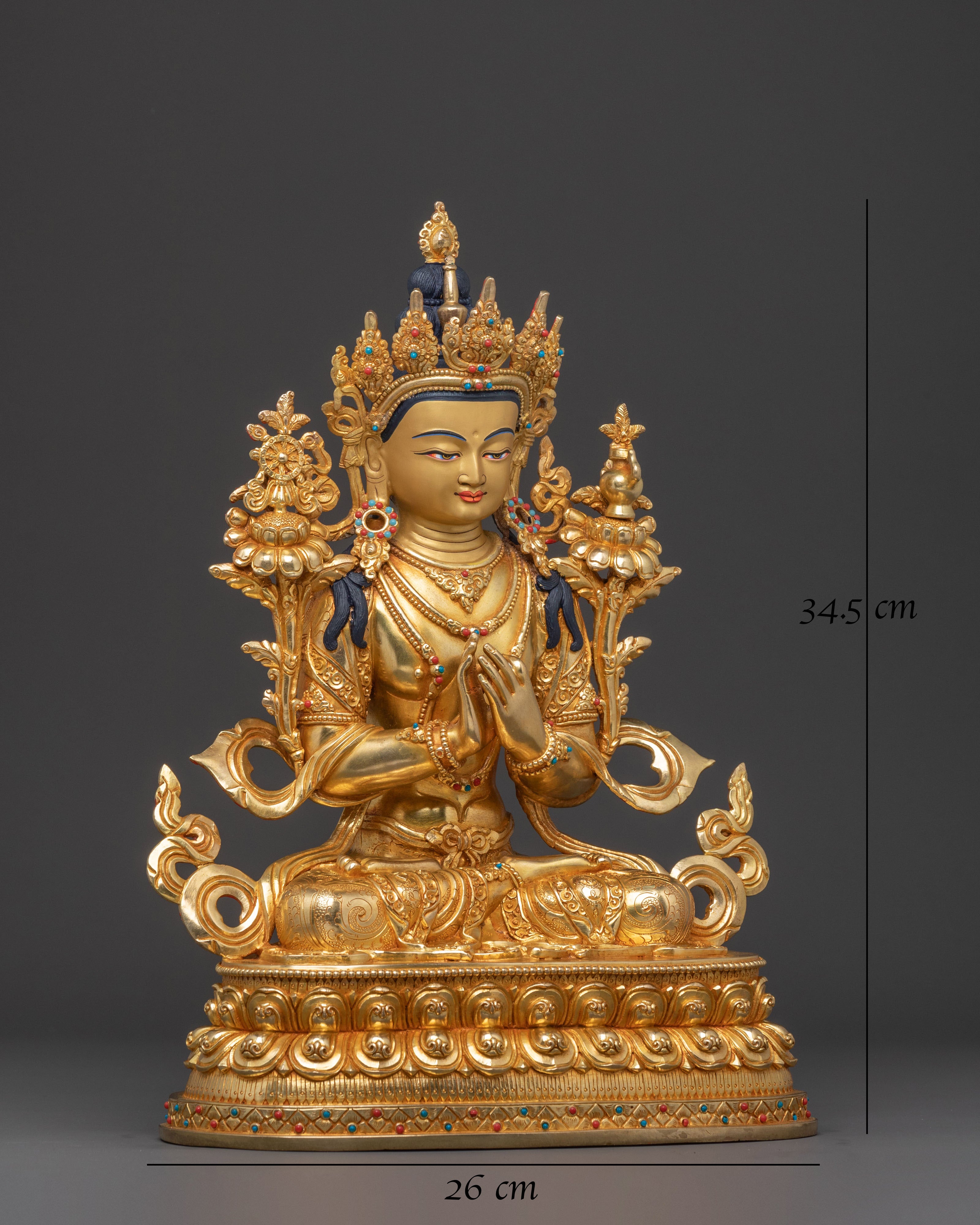 Maitreya Buddha Spiritual Statue | 24K Gold Gilded Figure