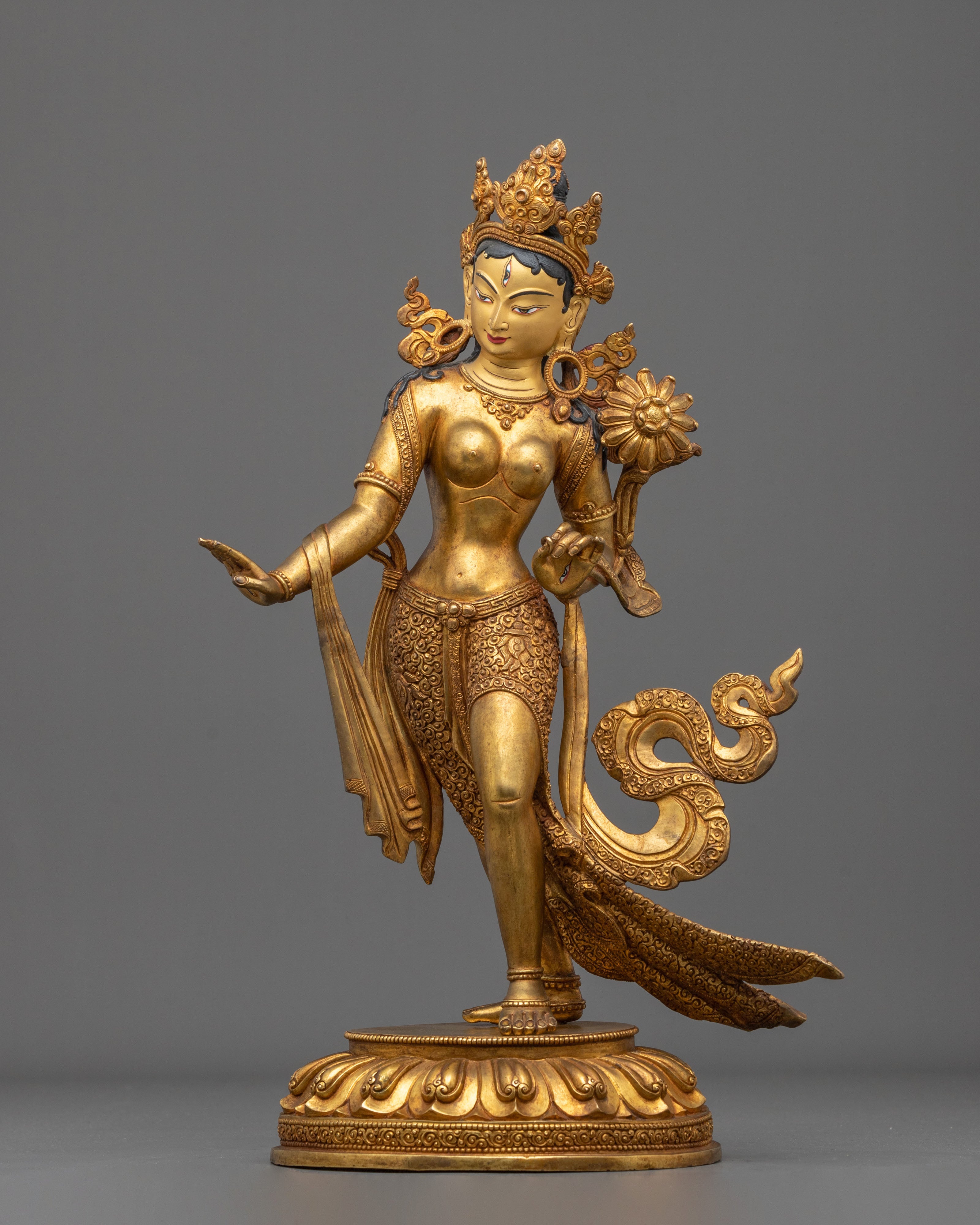Radiant Handmade Standing Tara Sacred Sculpture