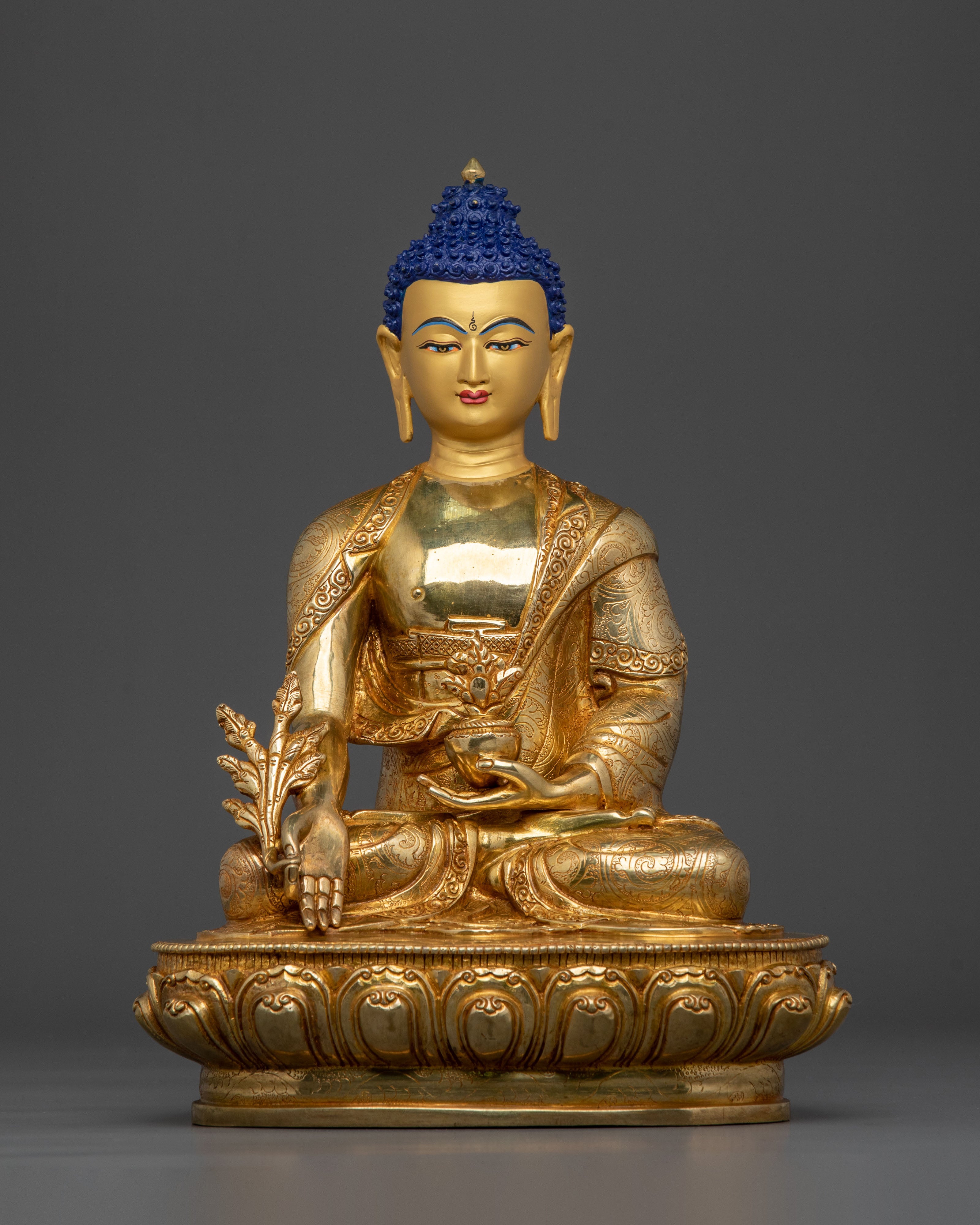 Sacred Medicine Buddha Statue of Healing - 24K Gold Gilded