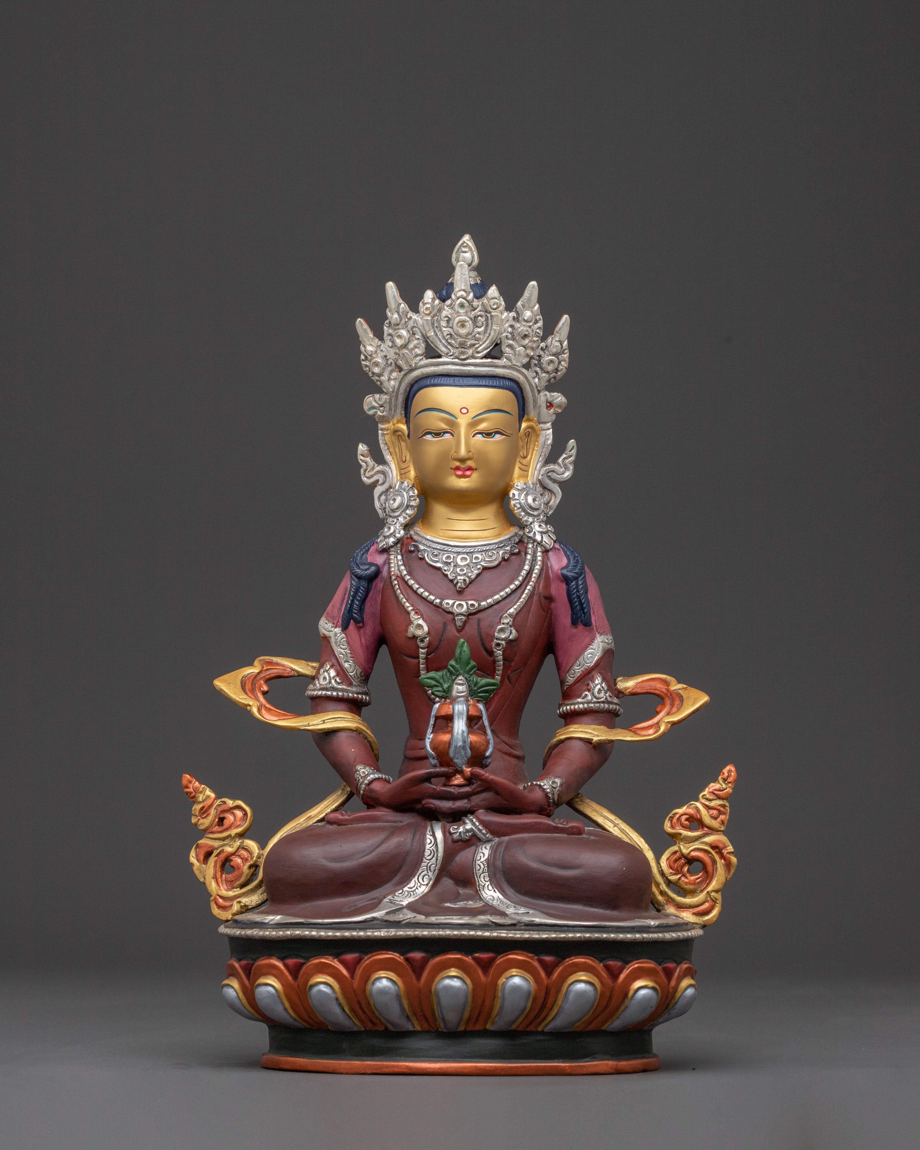 Amitayus Sacred Longevity Statue – Gilded Copper Masterpiece