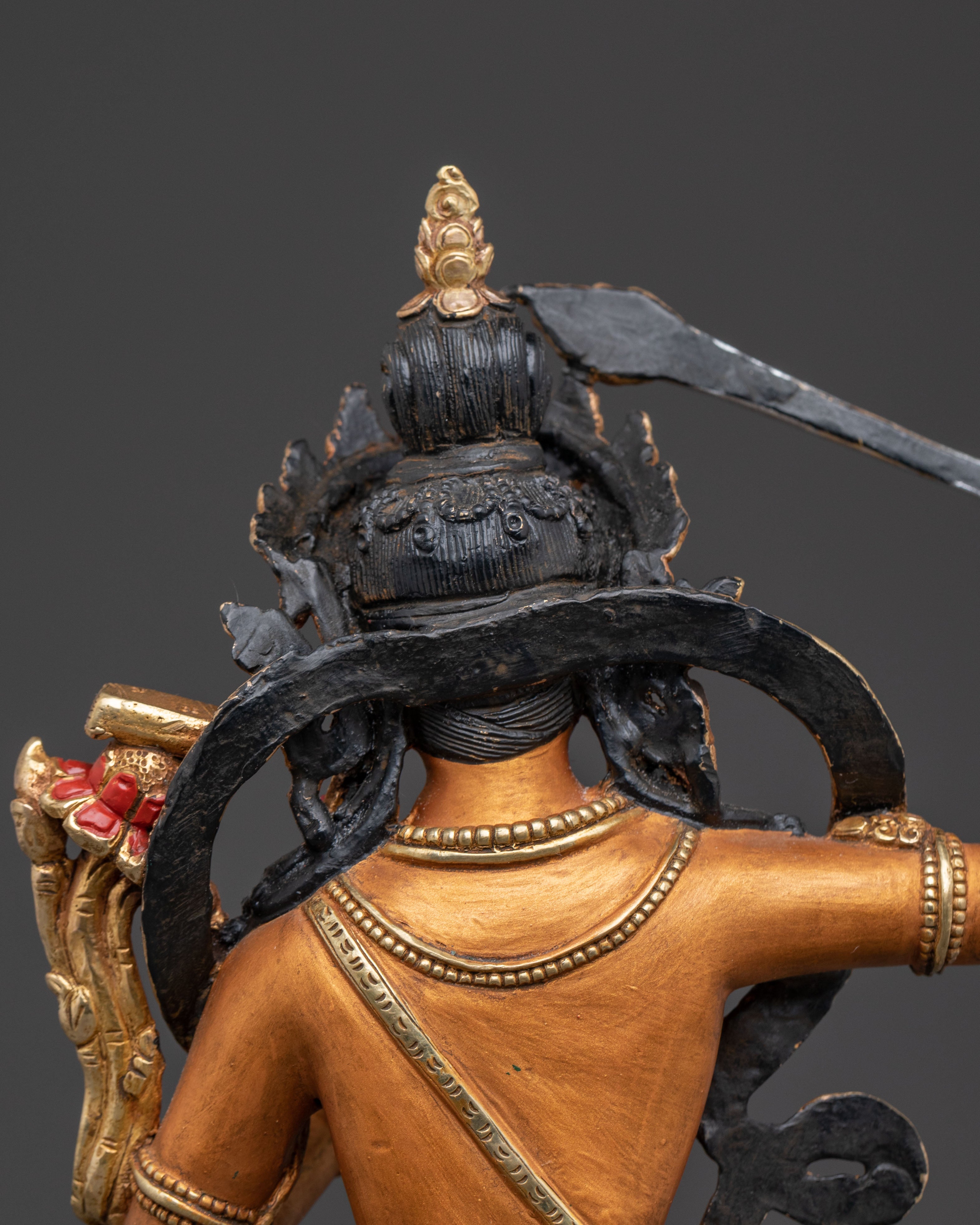 Manjushri Tibetan Sacred Statue - 24K Gold Gilded Serenity
