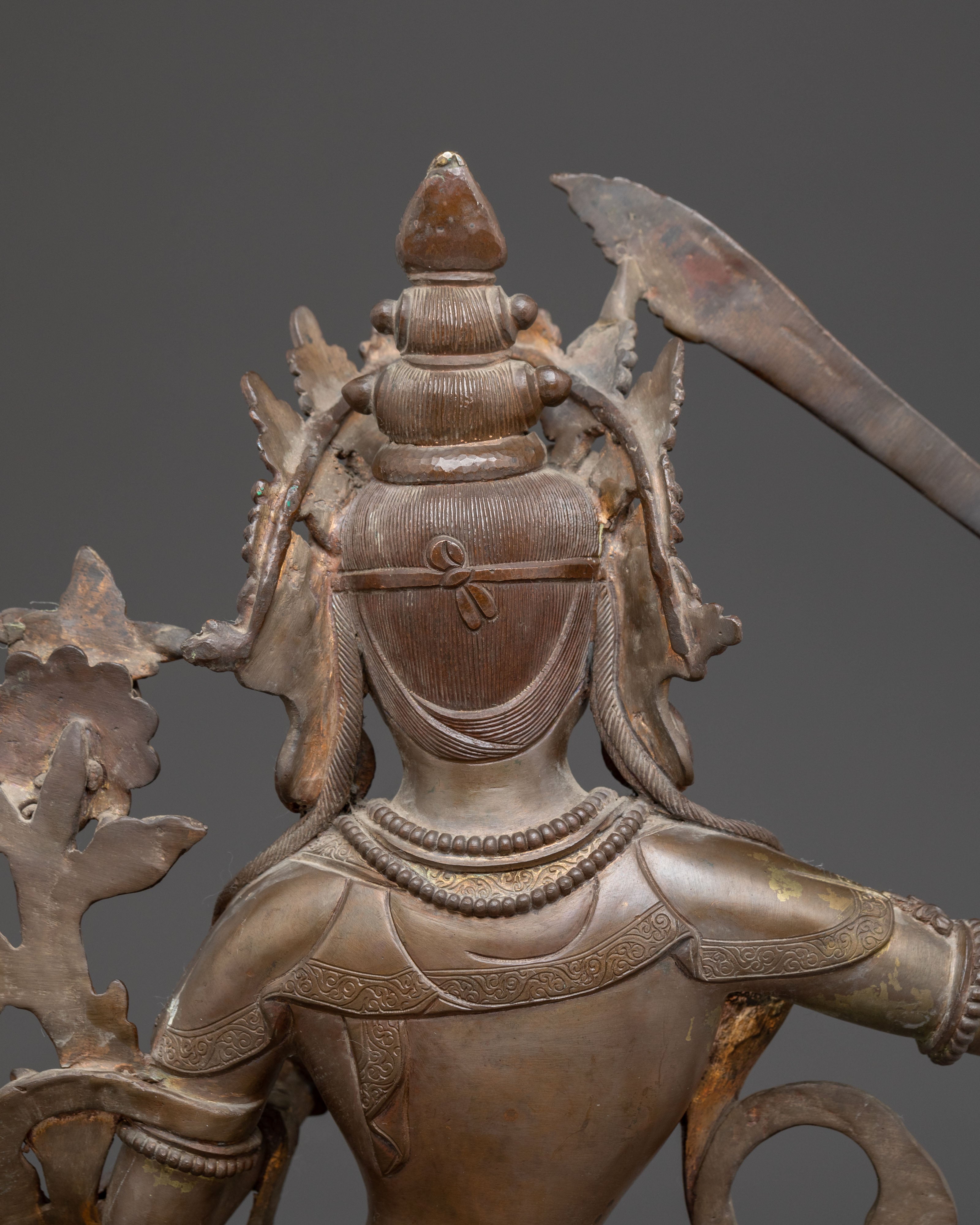 Tibetan Manjushri Buddha Statue – Antique Oxidized Copper