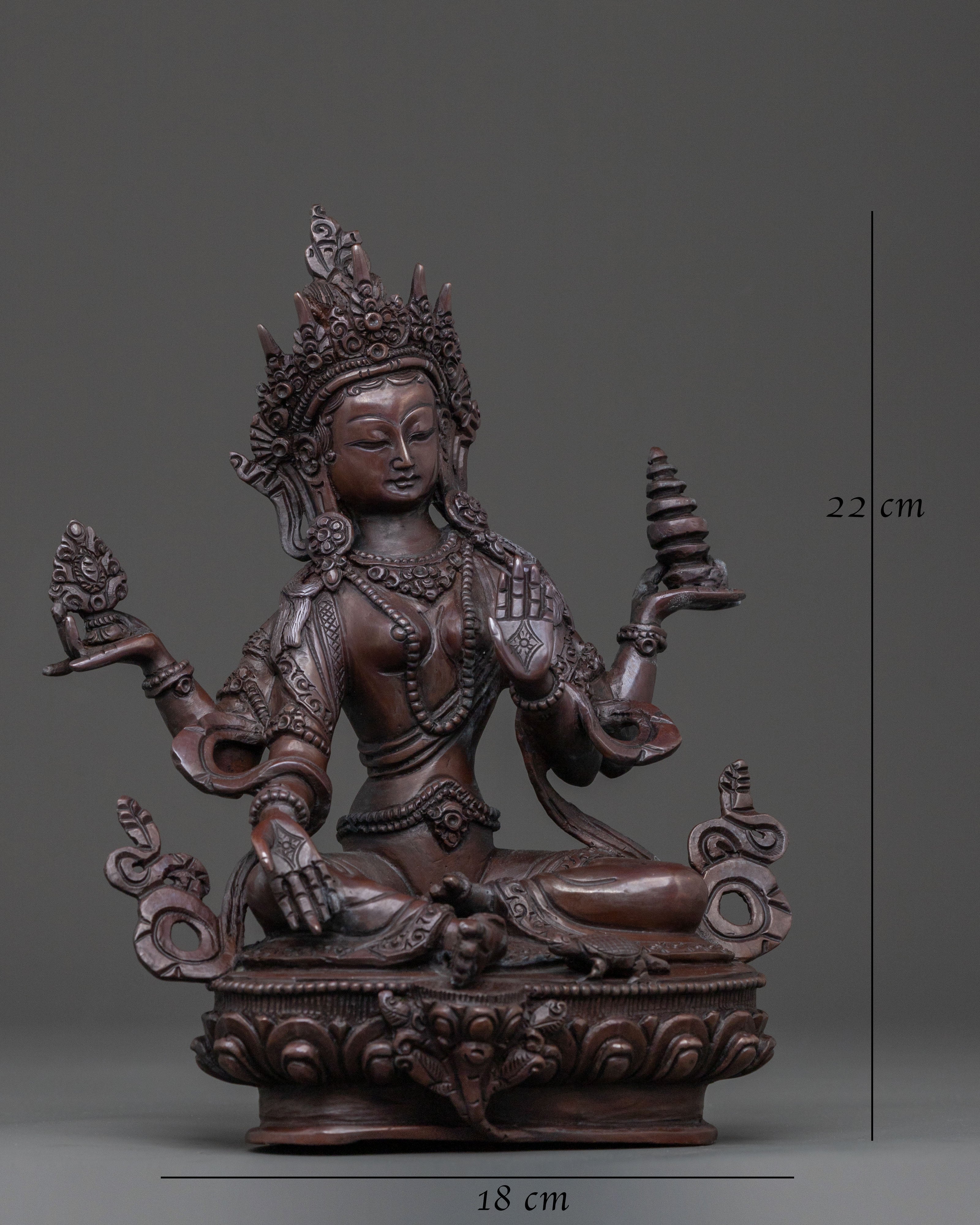 Laxmi Devi Handcrafted Statue in Oxidized Copper