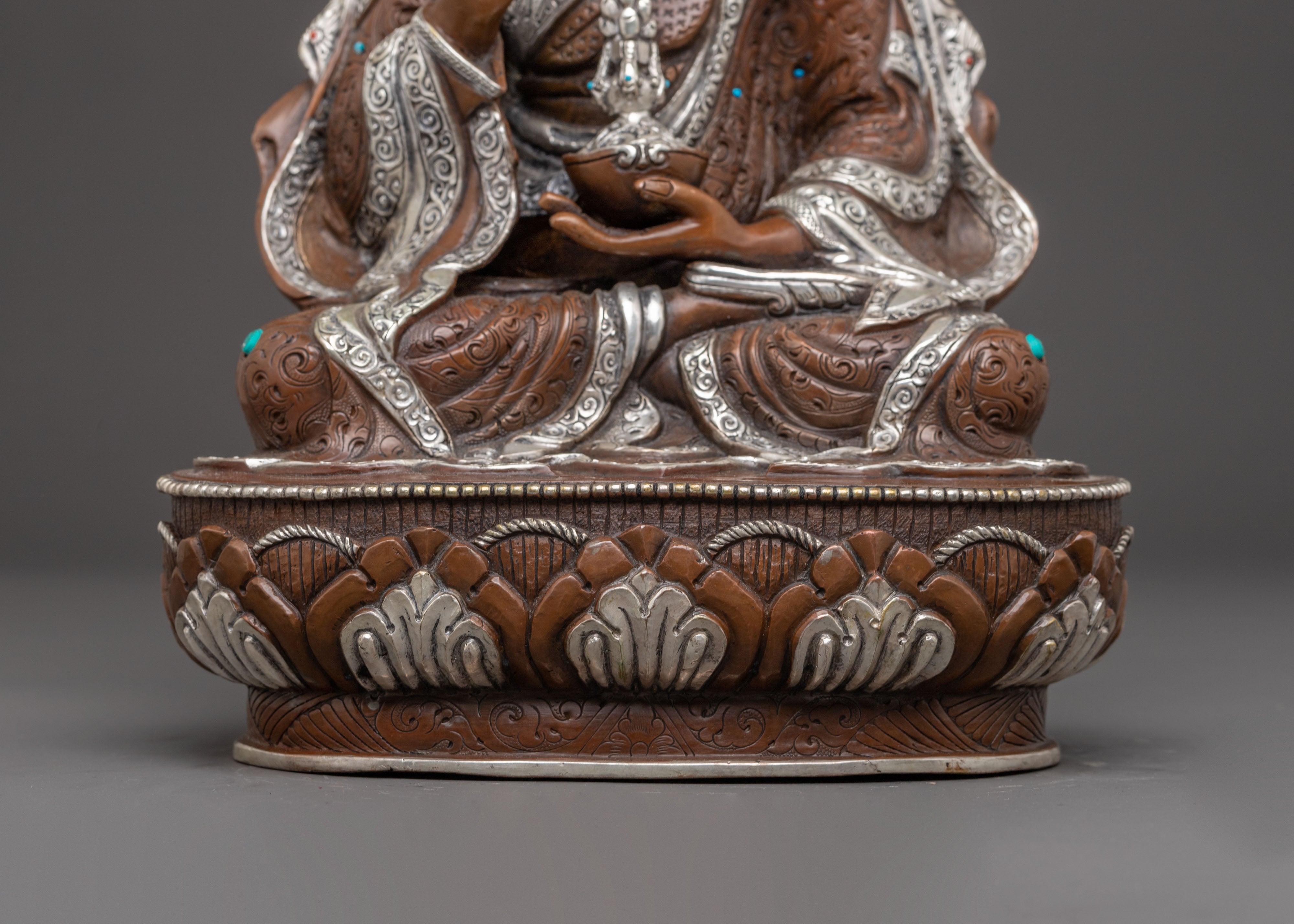 Oxidized Copper Statue of Guru Tsoyke Dorje | Traditional Artwork