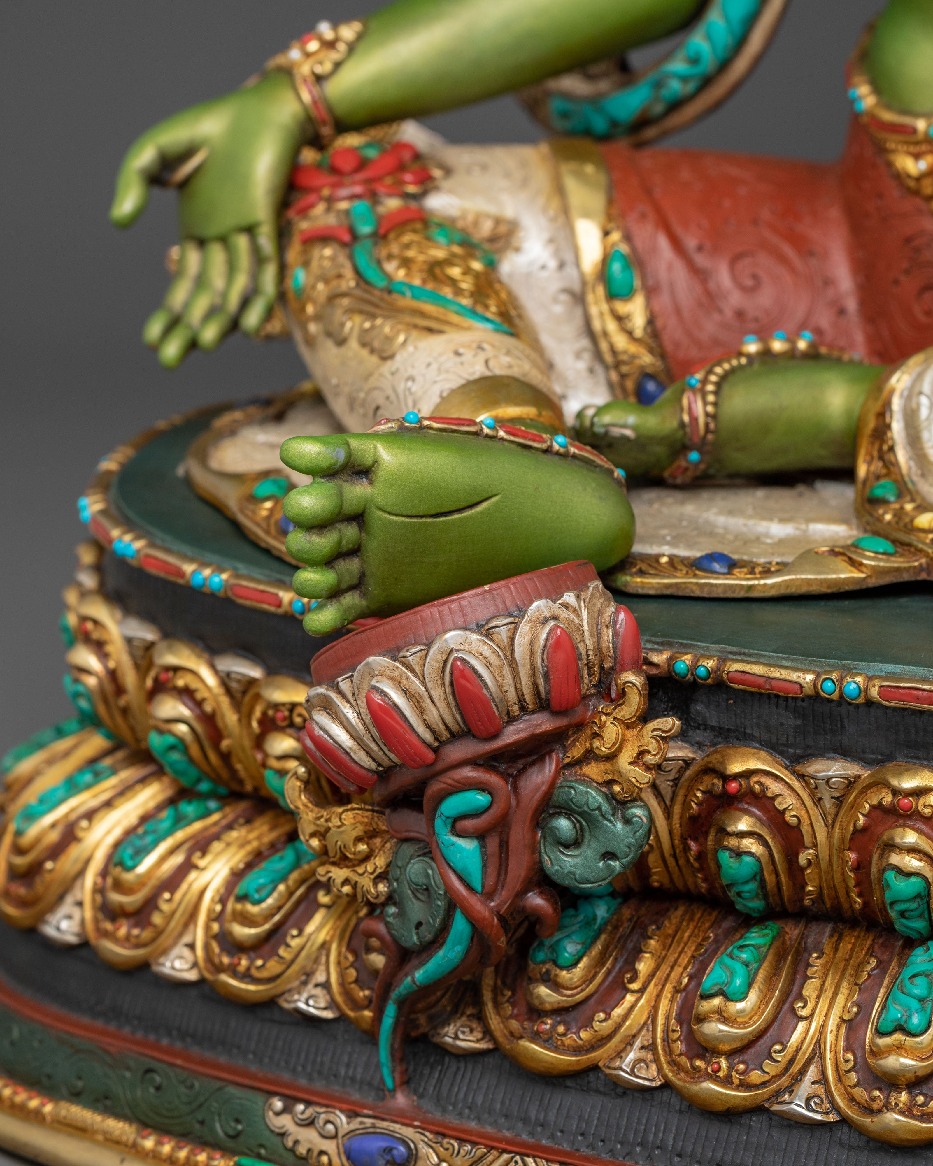 Green Tara Compassion Figure | 24K Gold Gilded Statue