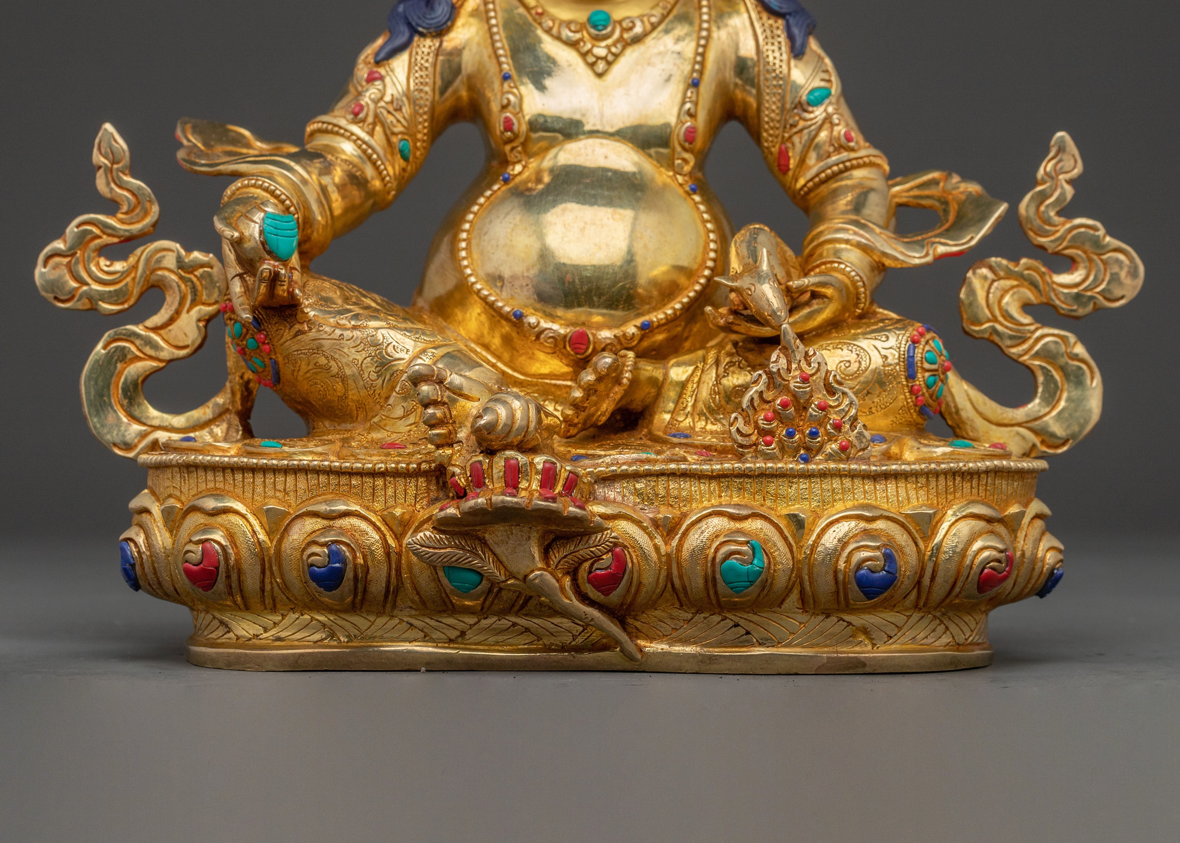 Dzambhala Prosperity God Statue | 24K Gold Gilded Copper Statue