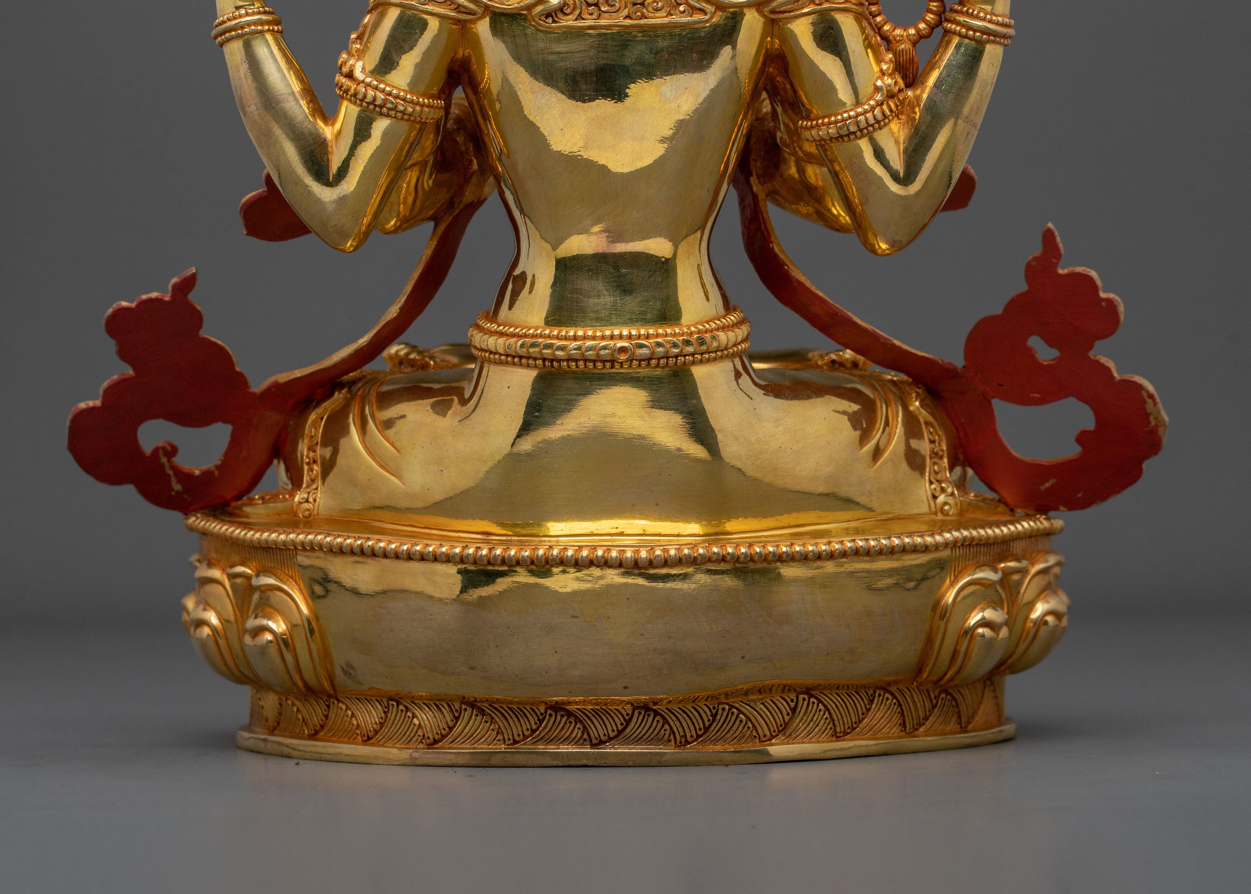 Handcrafted Four Armed Chenrezig Sculpture | Buddhist Protector Deity