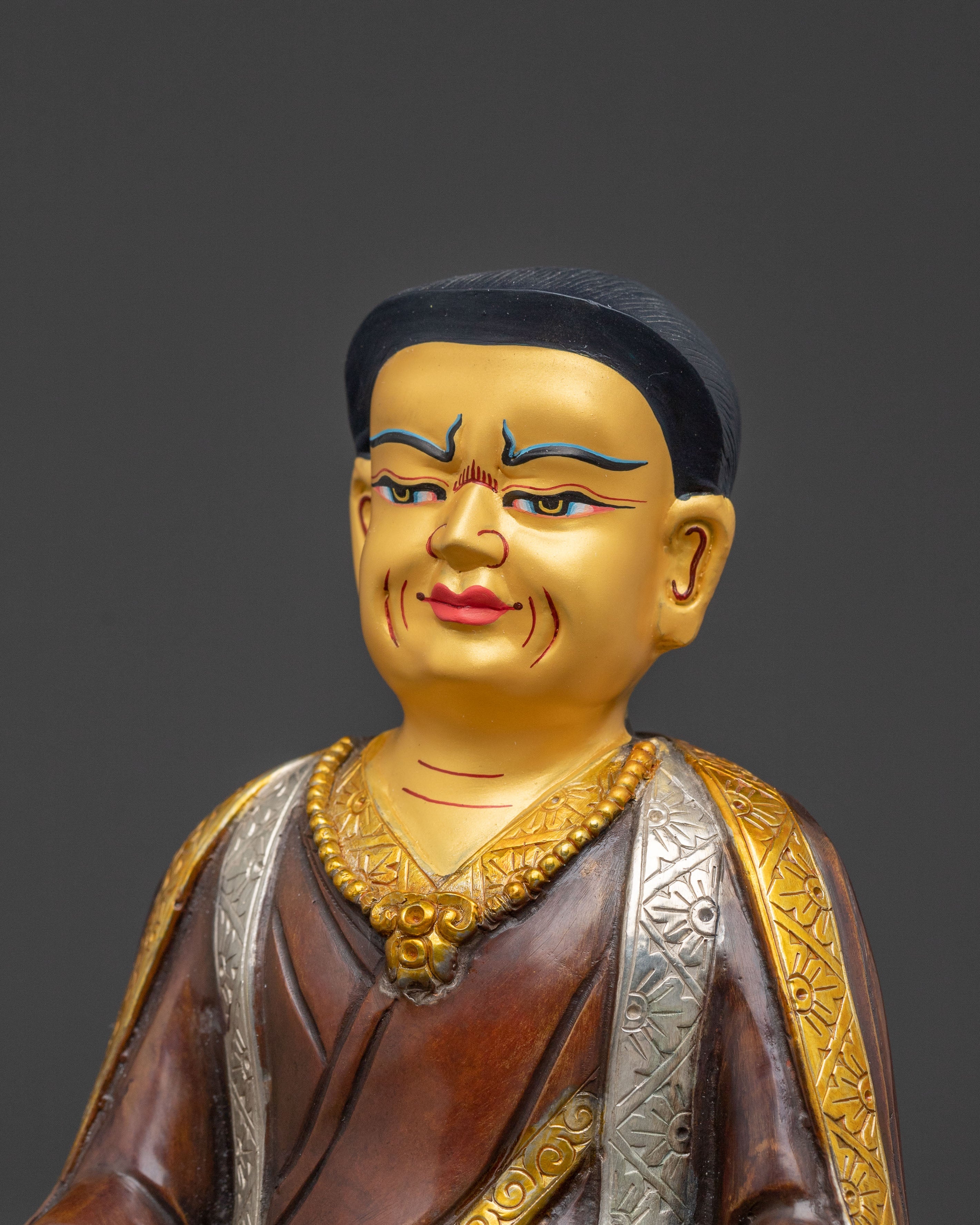 Marpa Dharma Teacher Statue - Handcrafted Gilded Copper