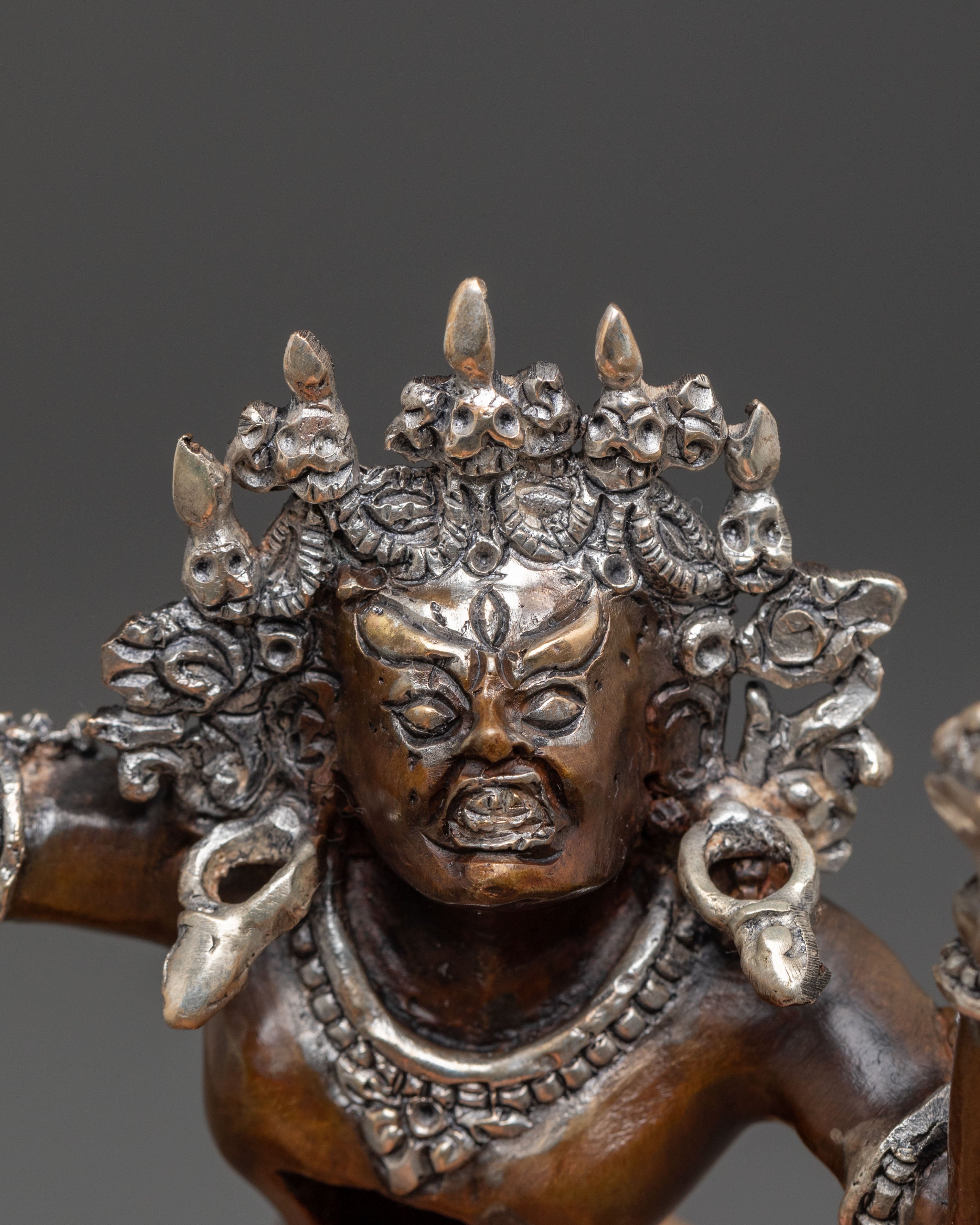 Chakrasambhara Spiritual Statue: Oxidized Tantric Deity