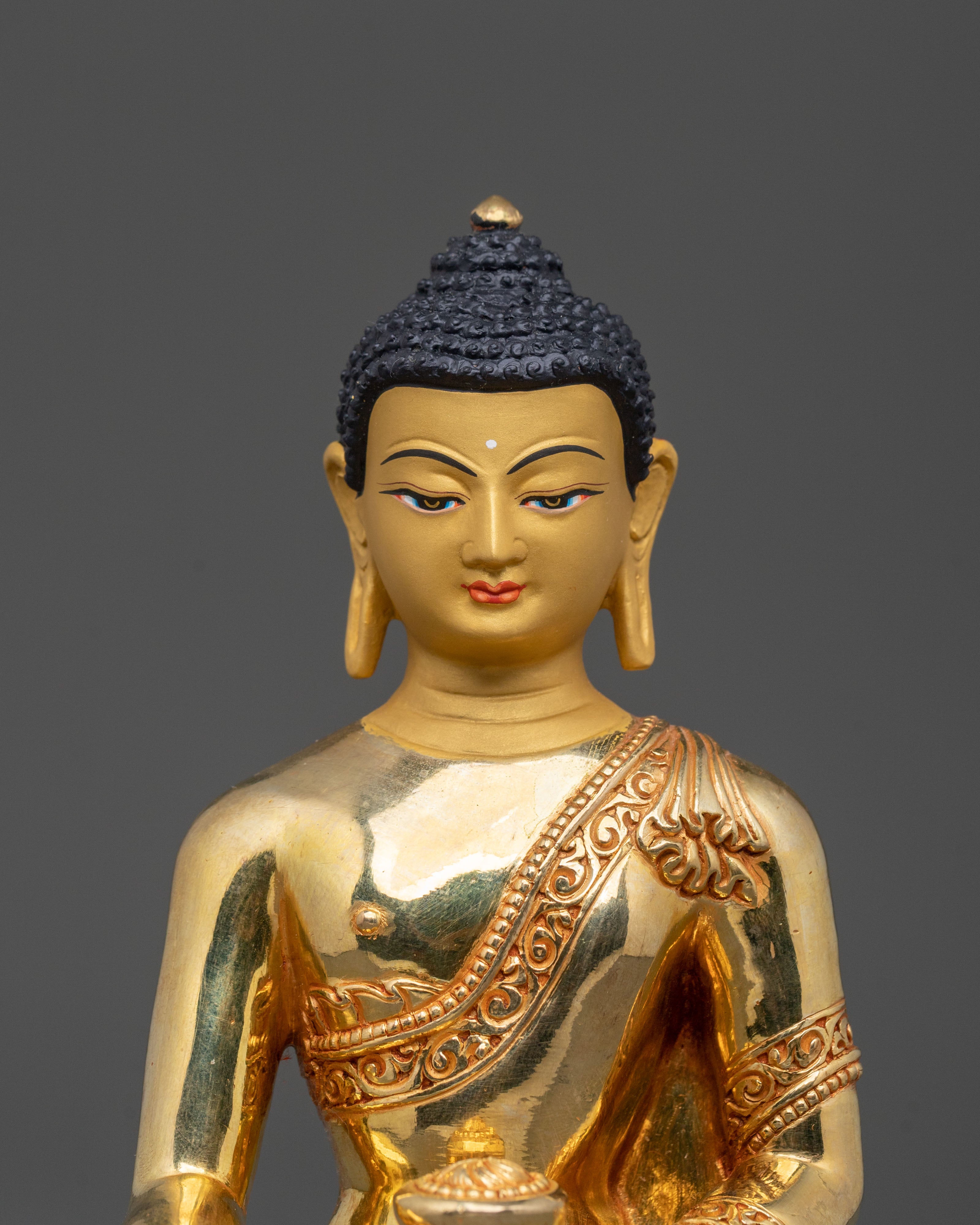 Amitabha Buddha Buddhist Altar Statue – Radiant Gilded Copper