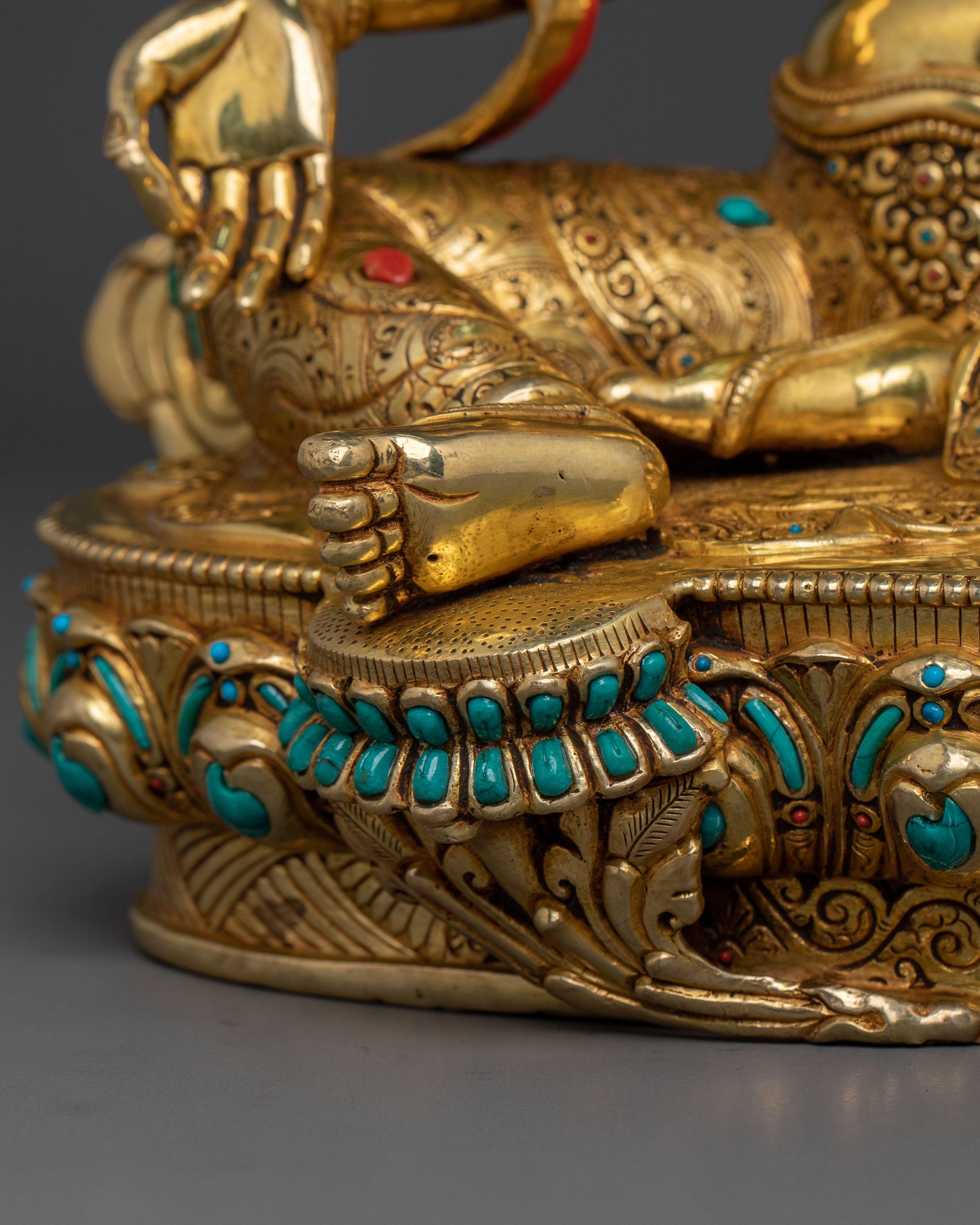Green Tara Tibetan Buddhist Statue | 24k Gold Glided Buddhist Statue