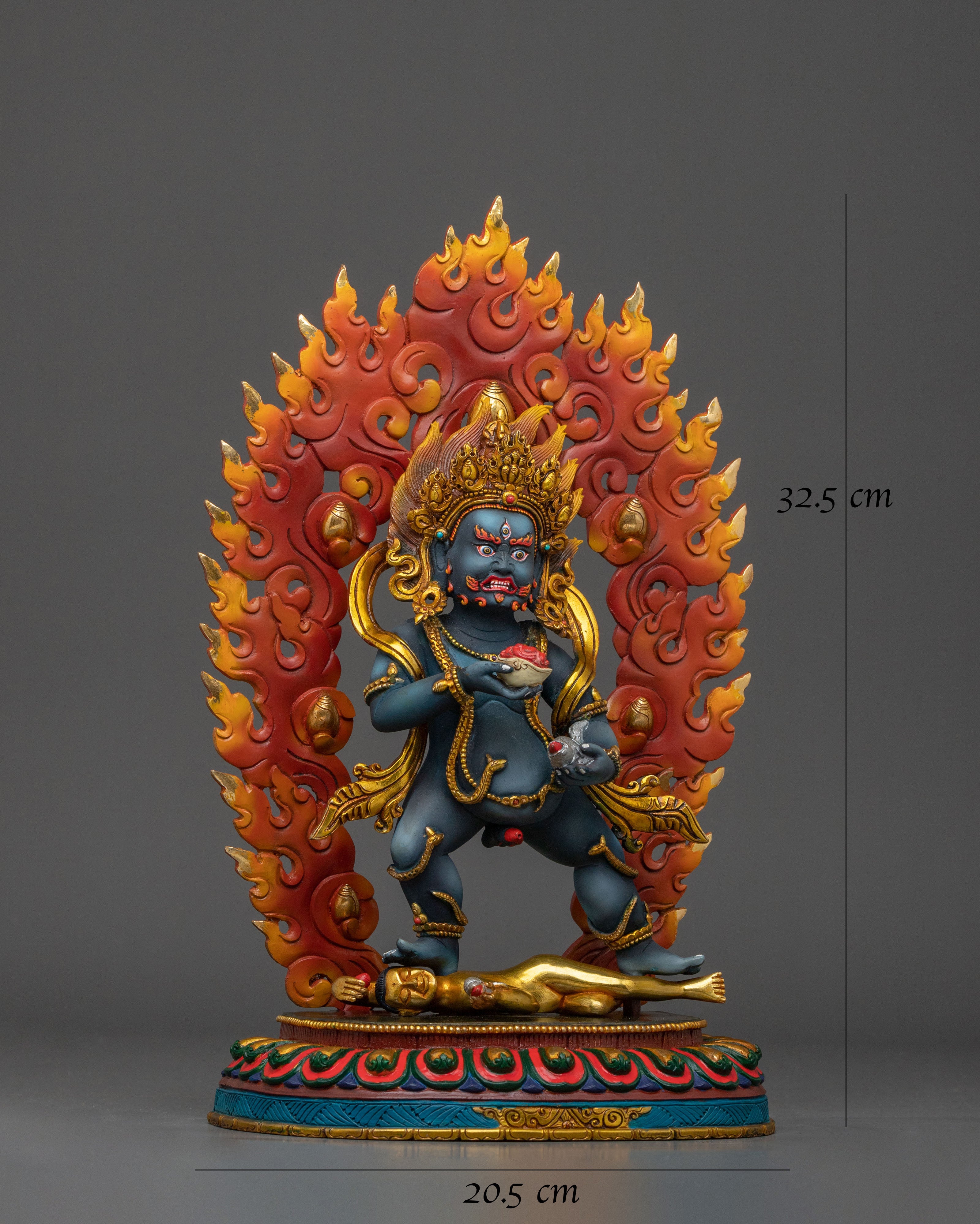 Black Dzambhala Handmade Statue |  Buddhist Protector Sculpture