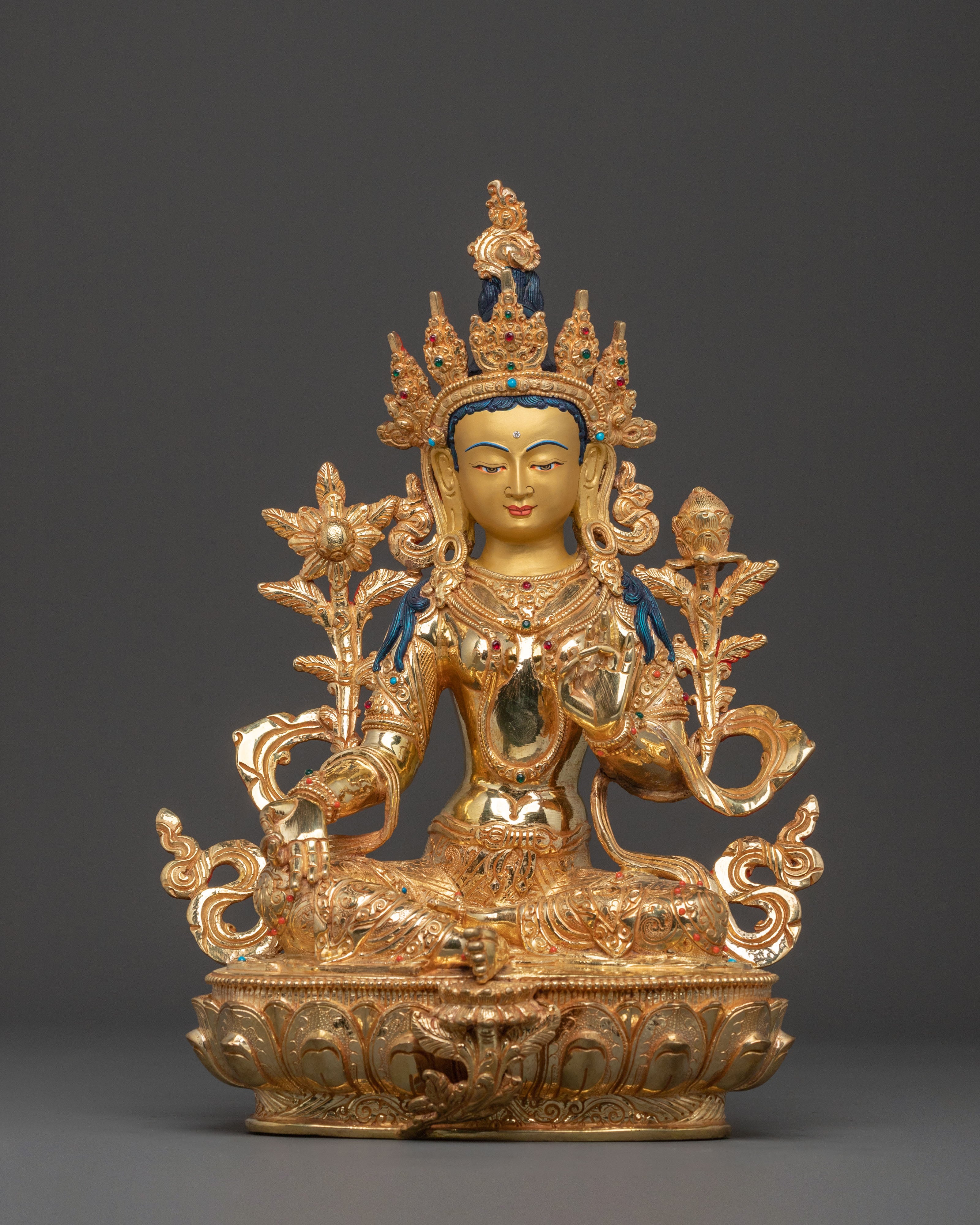 Green Tara Golden Statue of Swift Protection