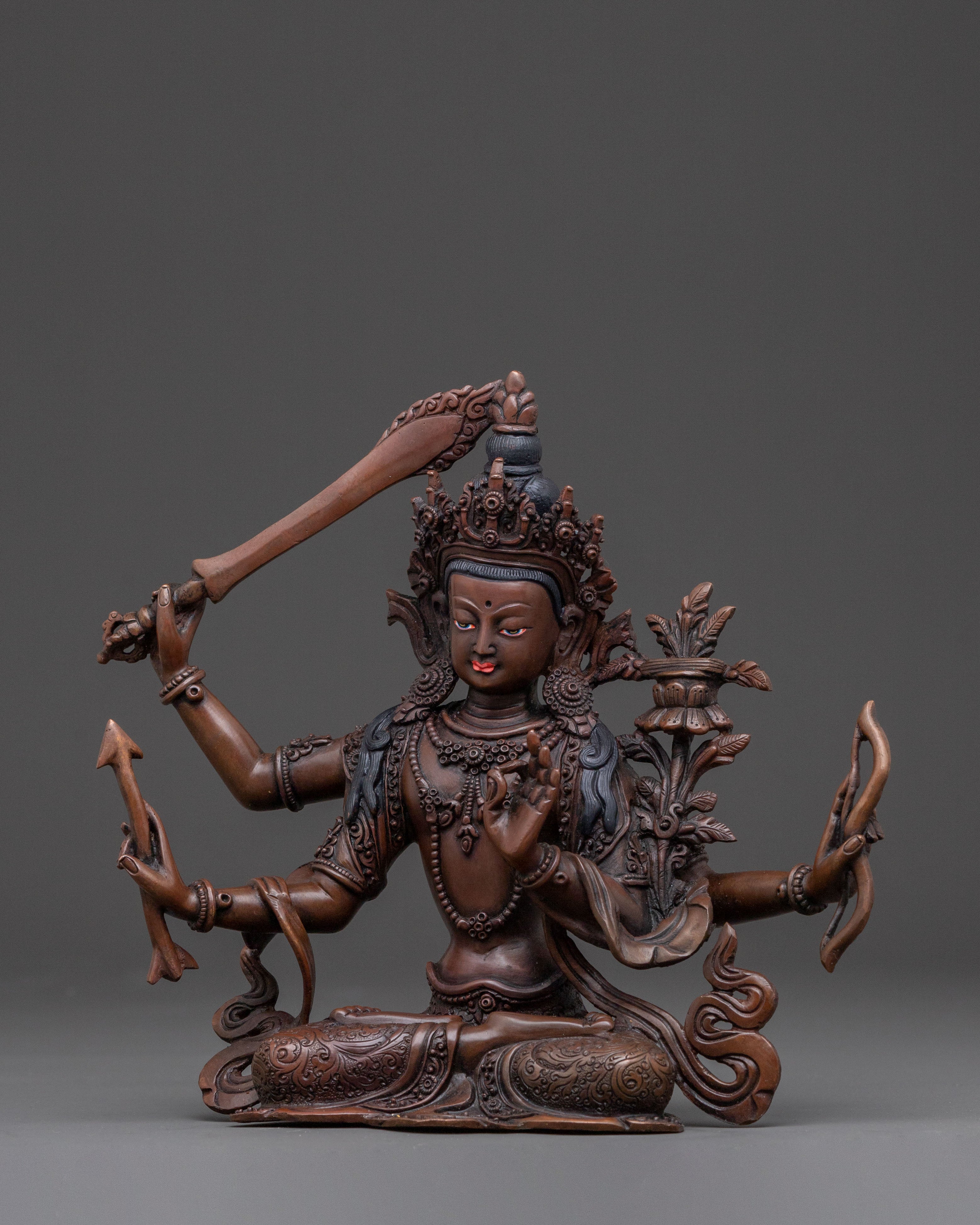 Maha Manjushri Statue – Oxidized Copper Art