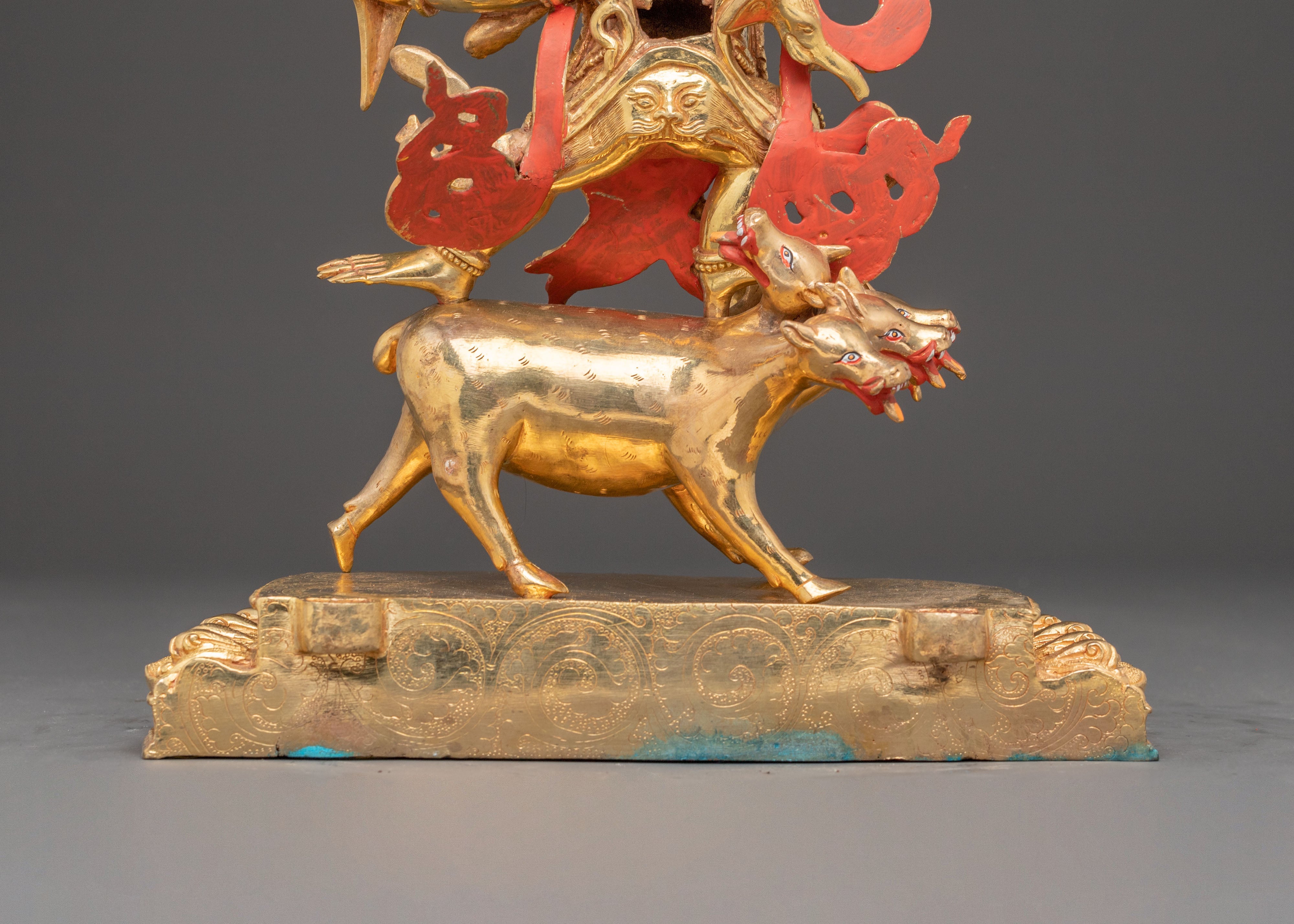 Handmade Dorje Gotrab Golden Statue | Tibetan Buddhist Deity