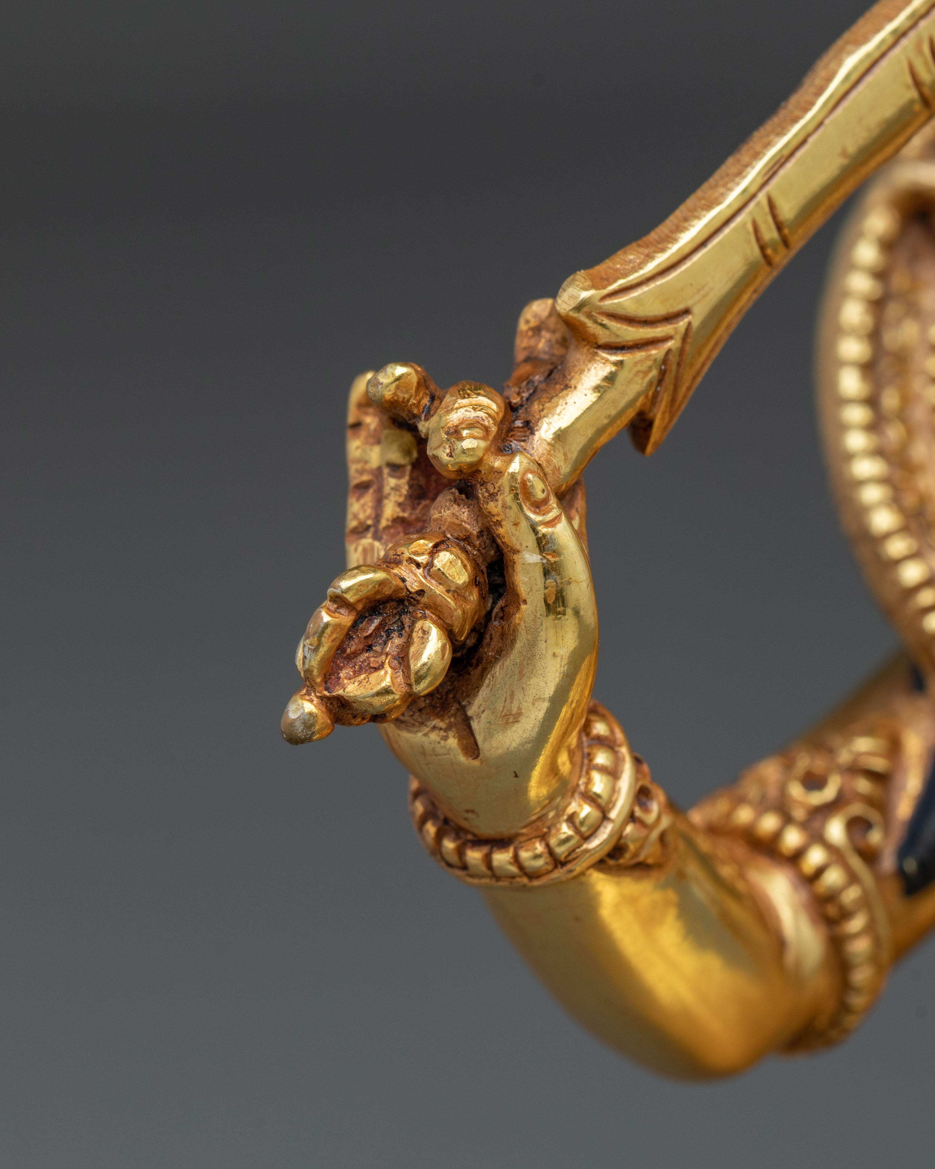 Manjushri Wielder of Wisdom Sword Statue in 24K Gold