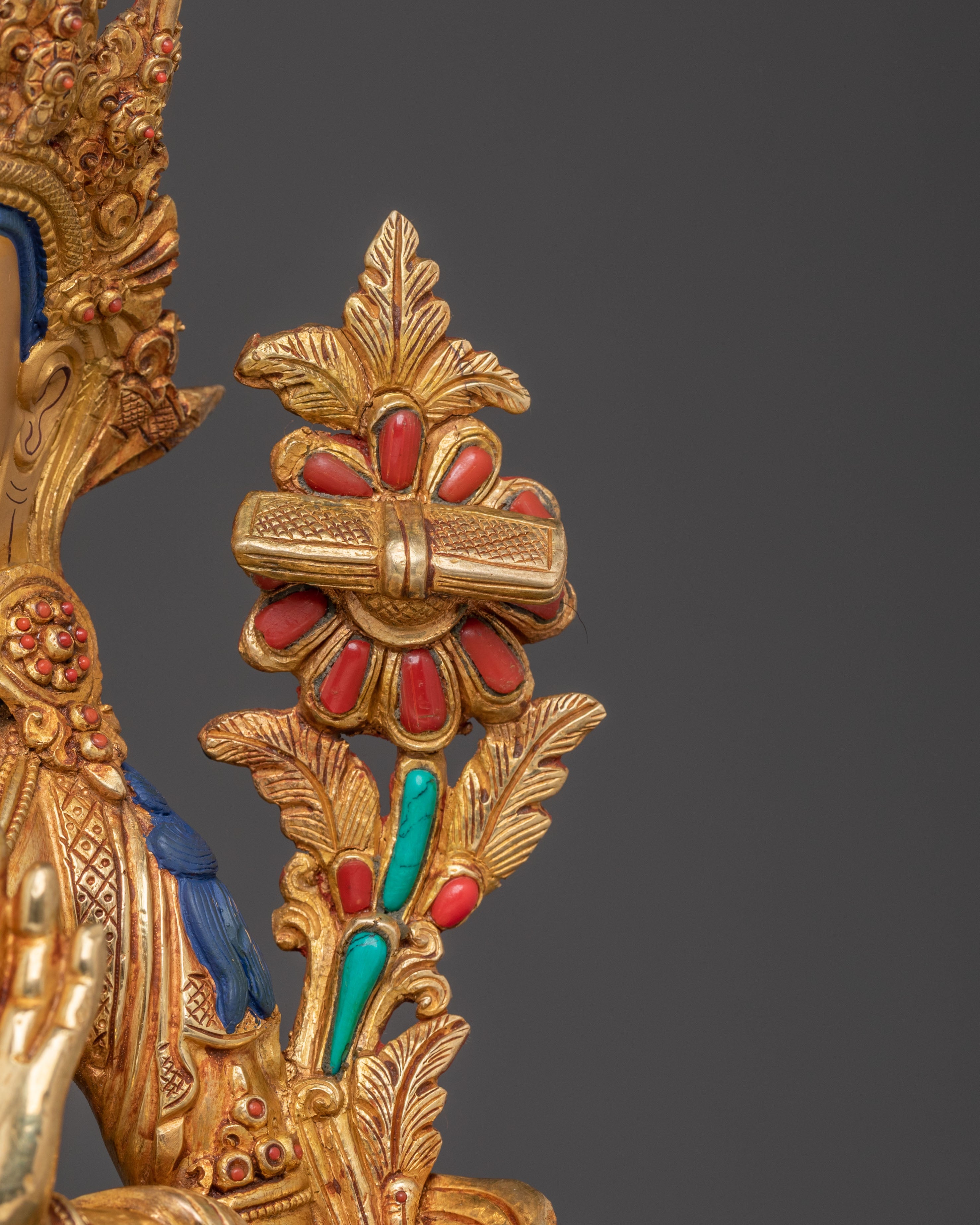 Exquisite Wisdom and Intellect Bodhisattva Manjushri Statue – Crystal & 24K Gold Statue