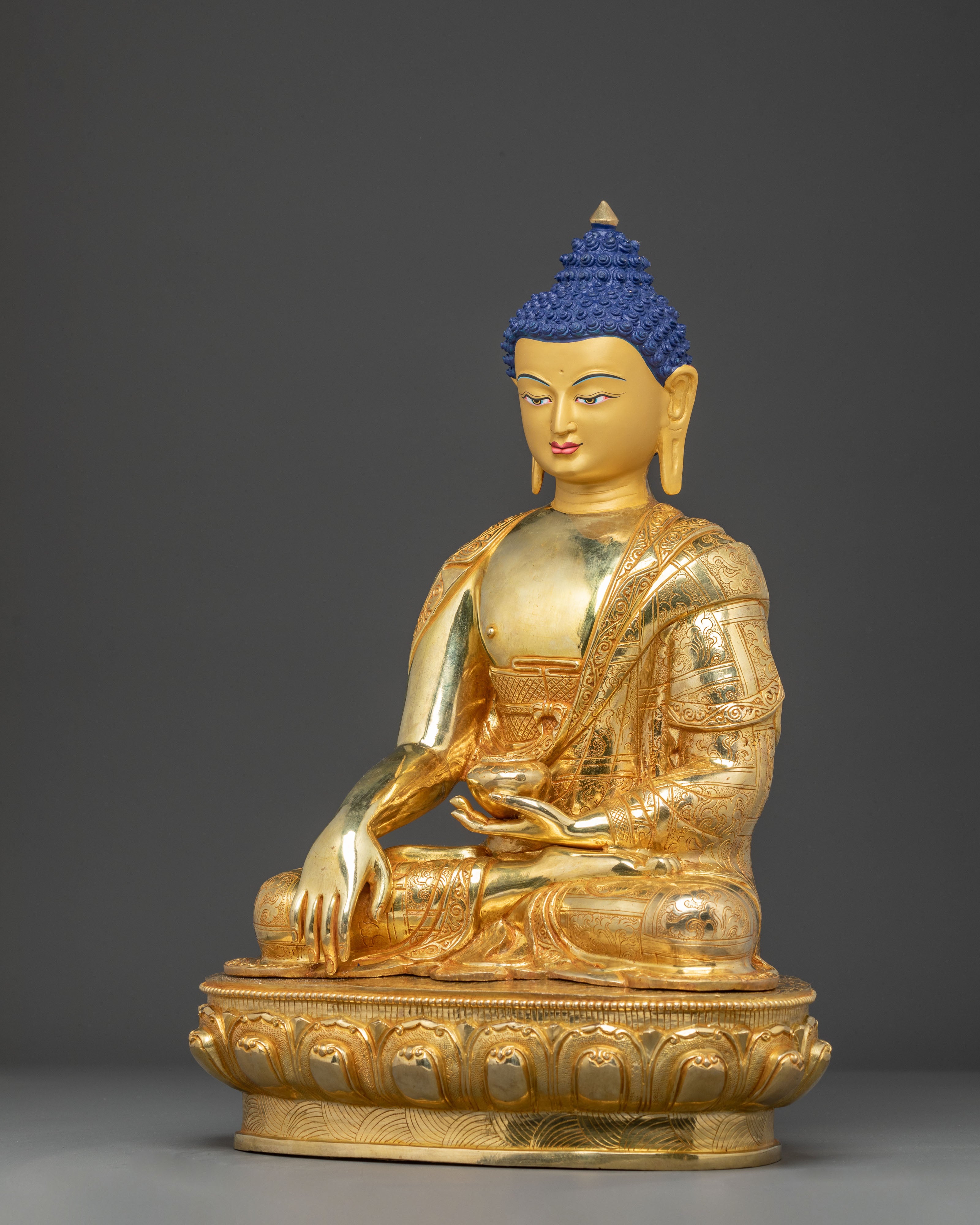 Handcrafted Golden Statue of Buddha Shakyamuni | Buddhist Spiritual Sculpture