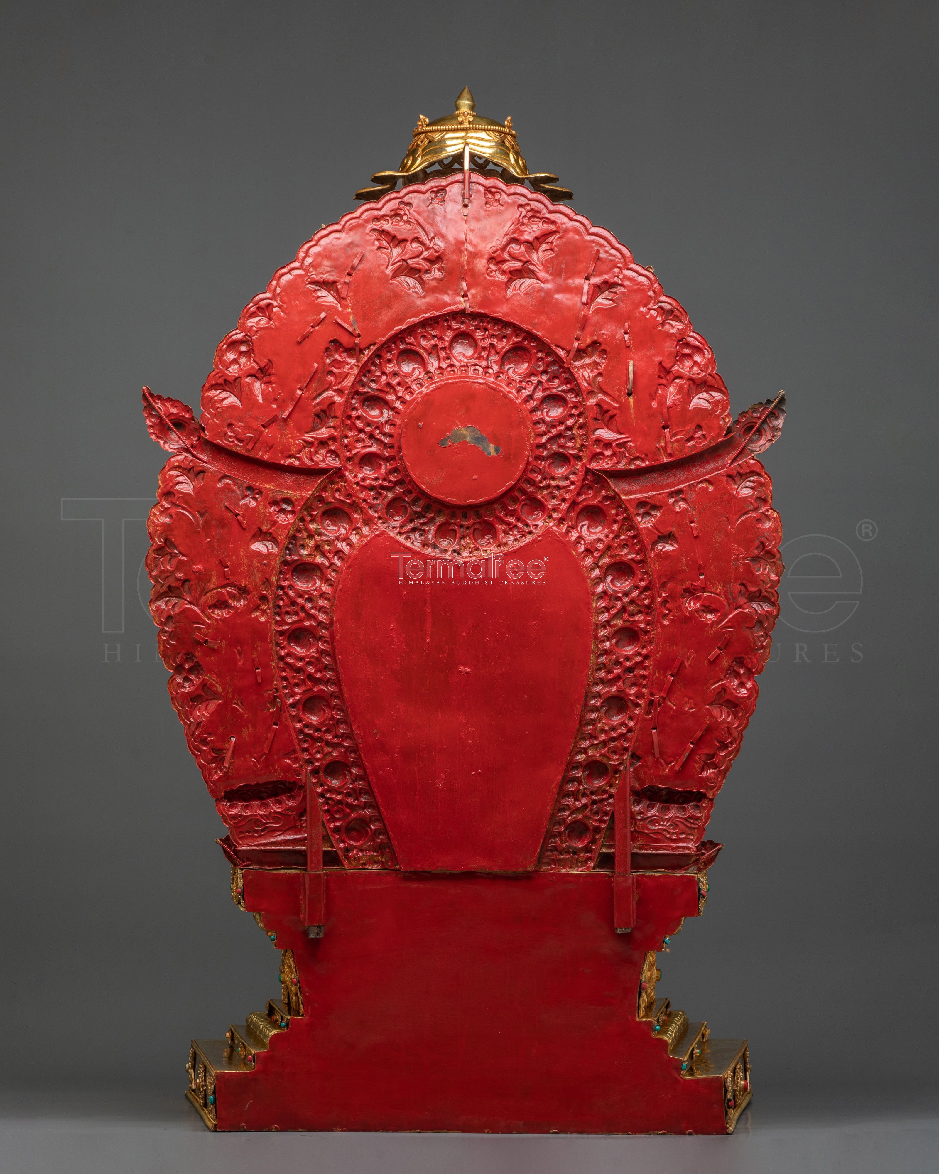 Crown Shakyamuni Buddha Golden Figurine on Throne