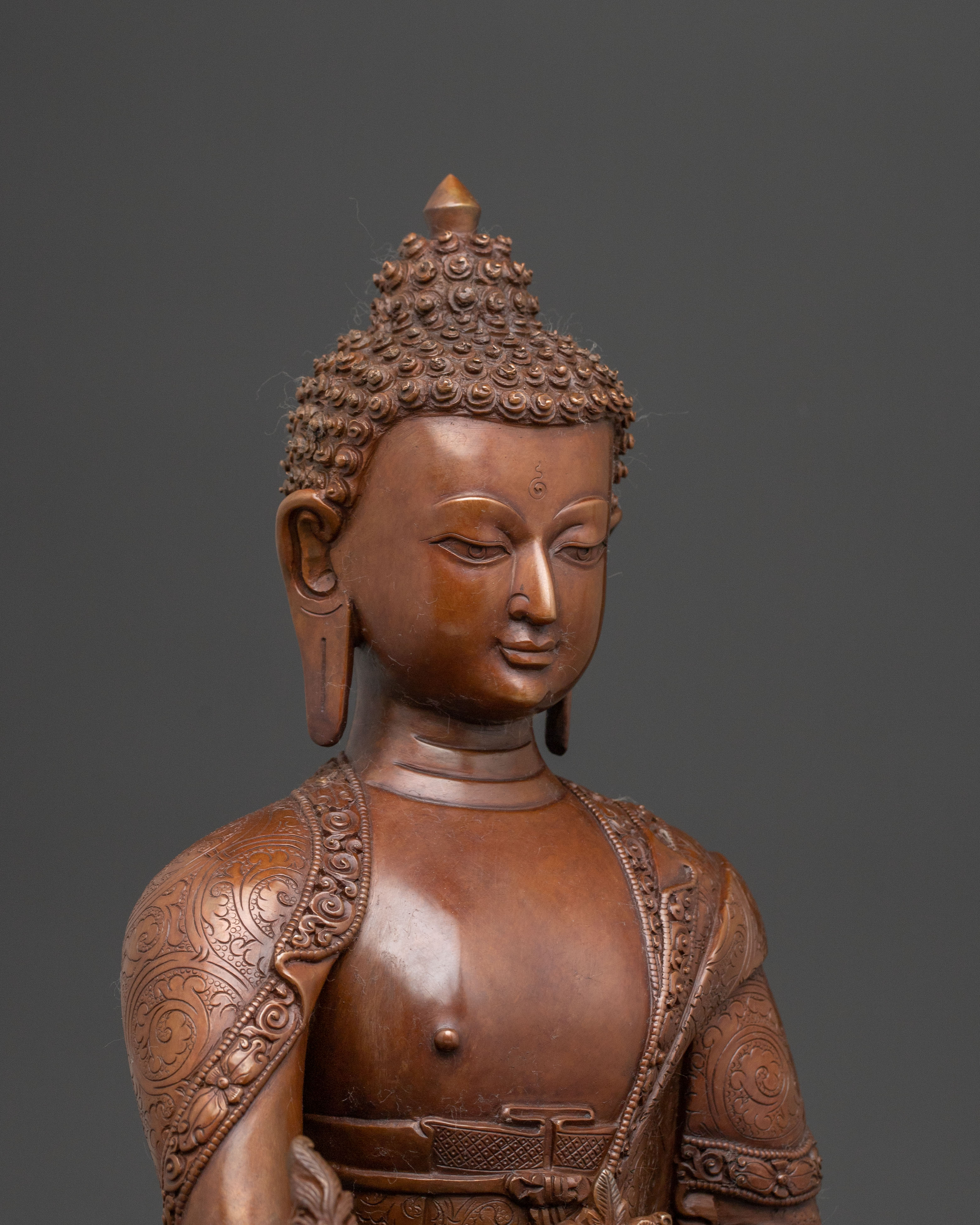 Healing Medicine Buddha Handcrafted Statue in Oxidized Copper