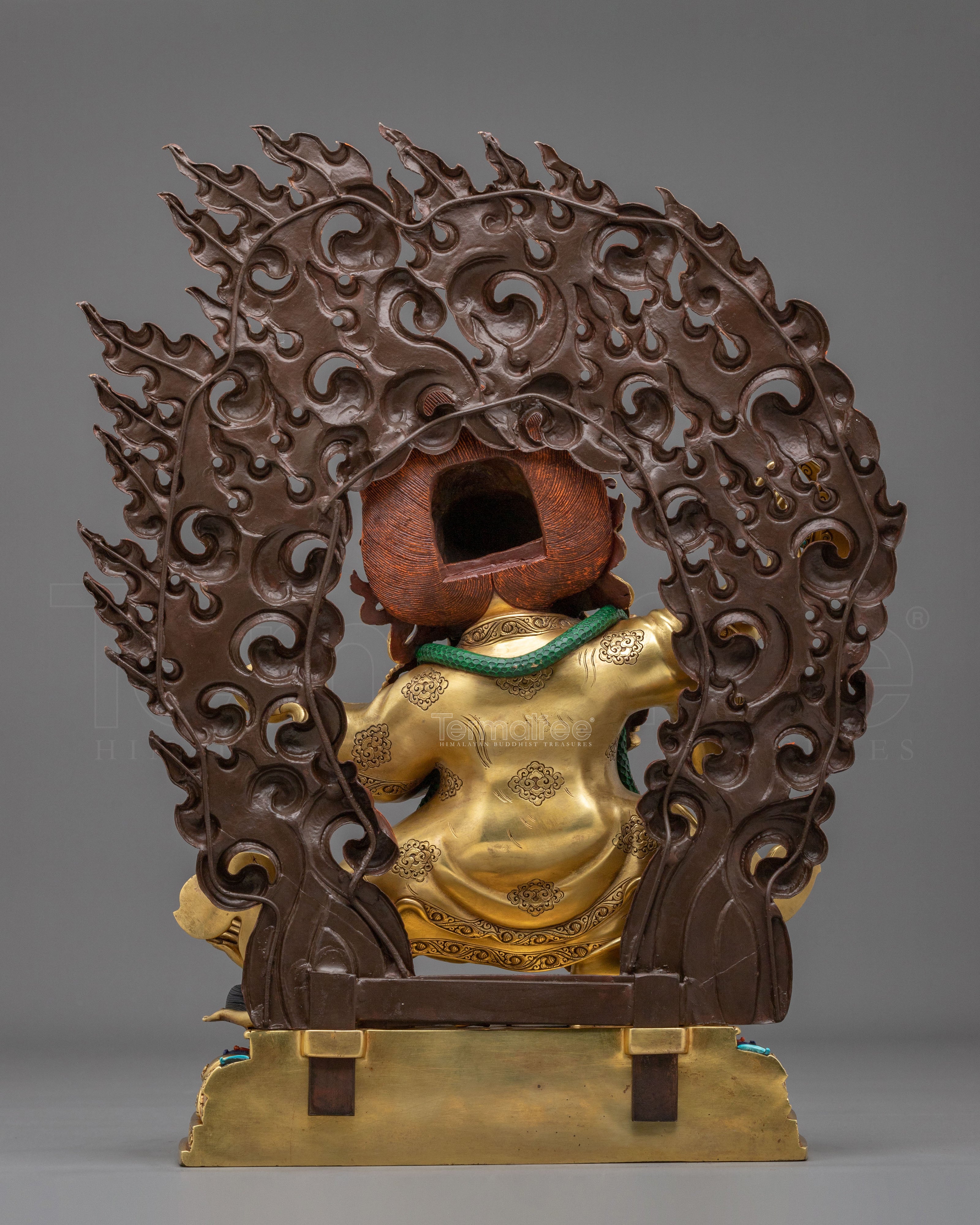 24K Gold Gilded Copper Mahakala Bernakchen Statue | Vajrayana Protector