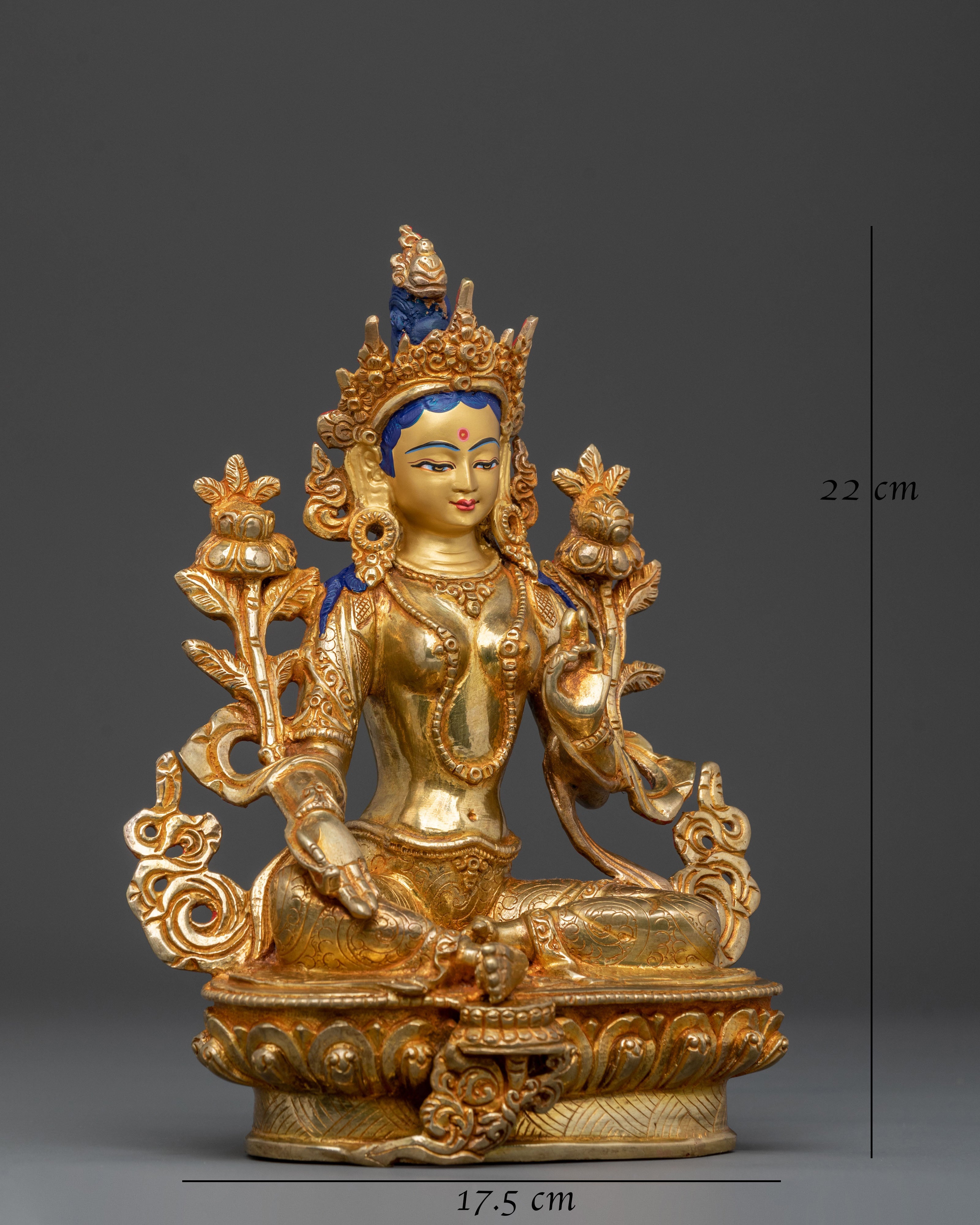 21 Tara: Handcrafted 24K Gold Gilded Statue Set