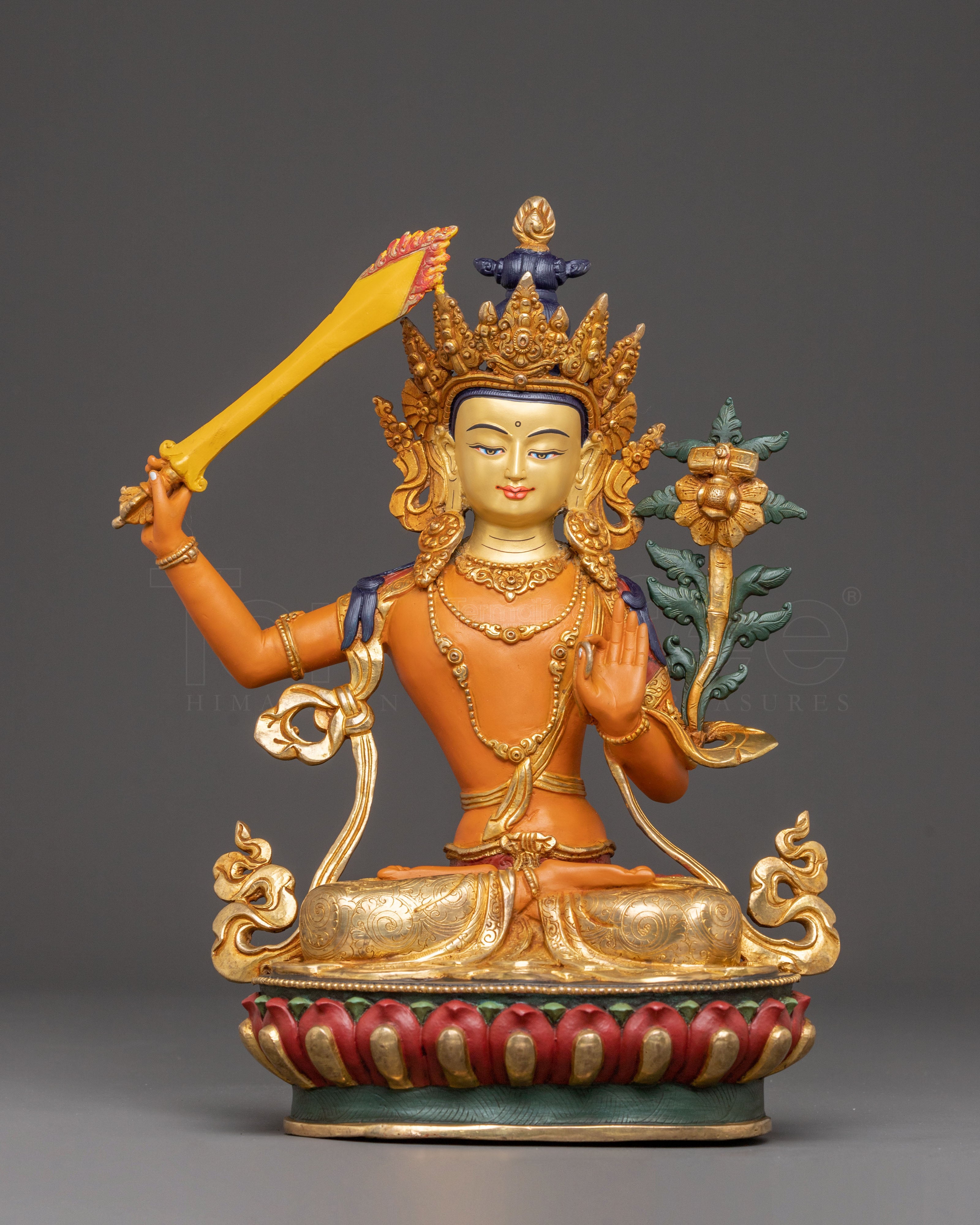 Manjushri Golden Statue of Power and Wisdom 