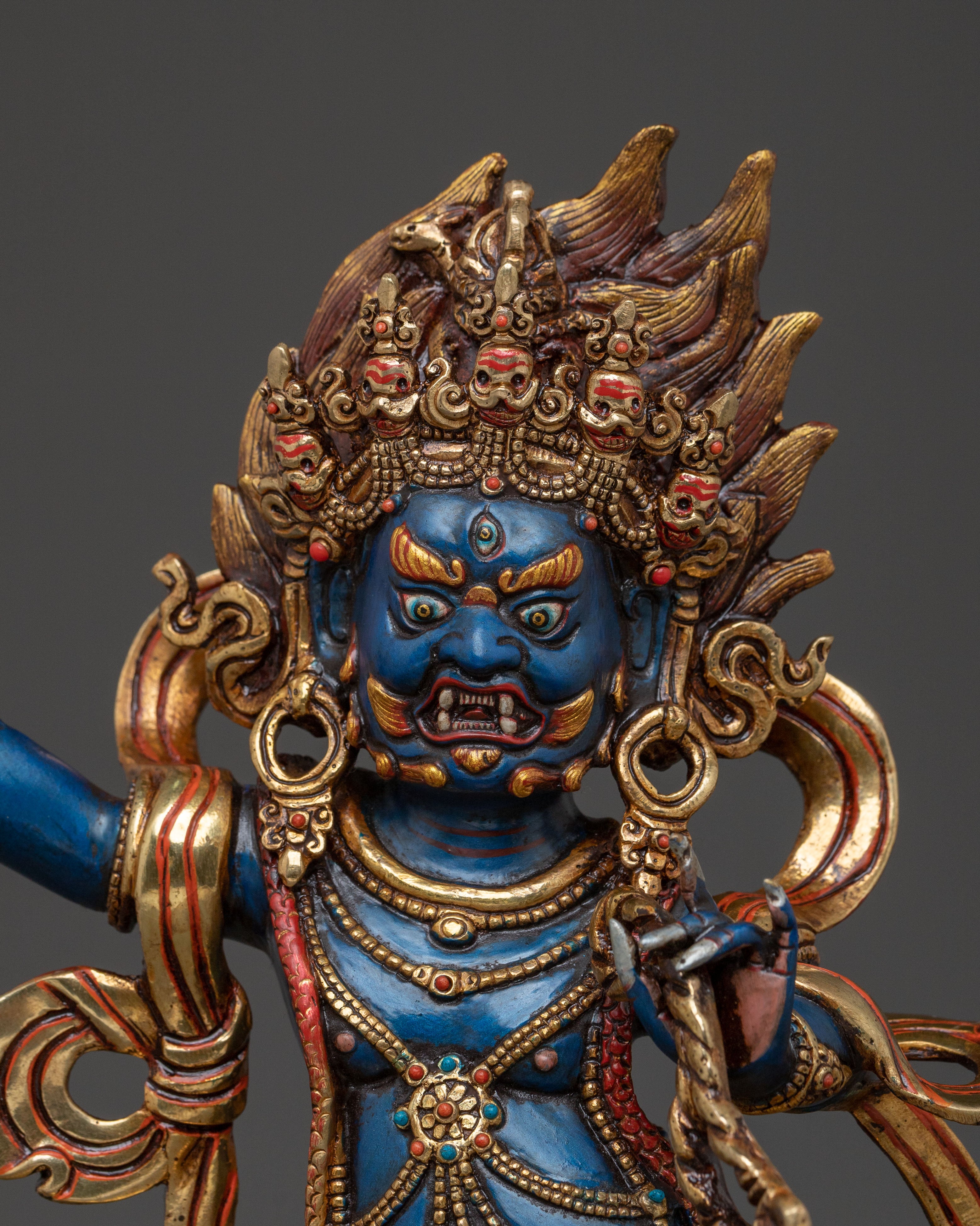 Powerful Vajrapani Spiritual Figurine with Gemstones