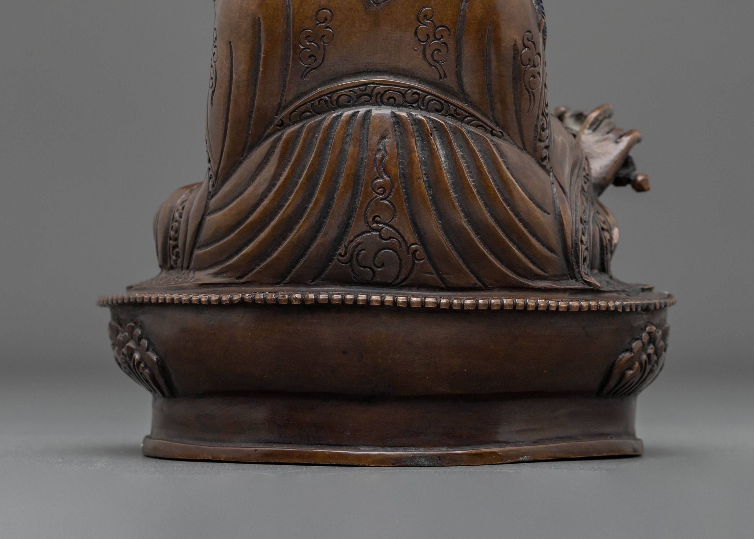 Handmade Padmasambhava Buddhist Statue in Oxidized Copper