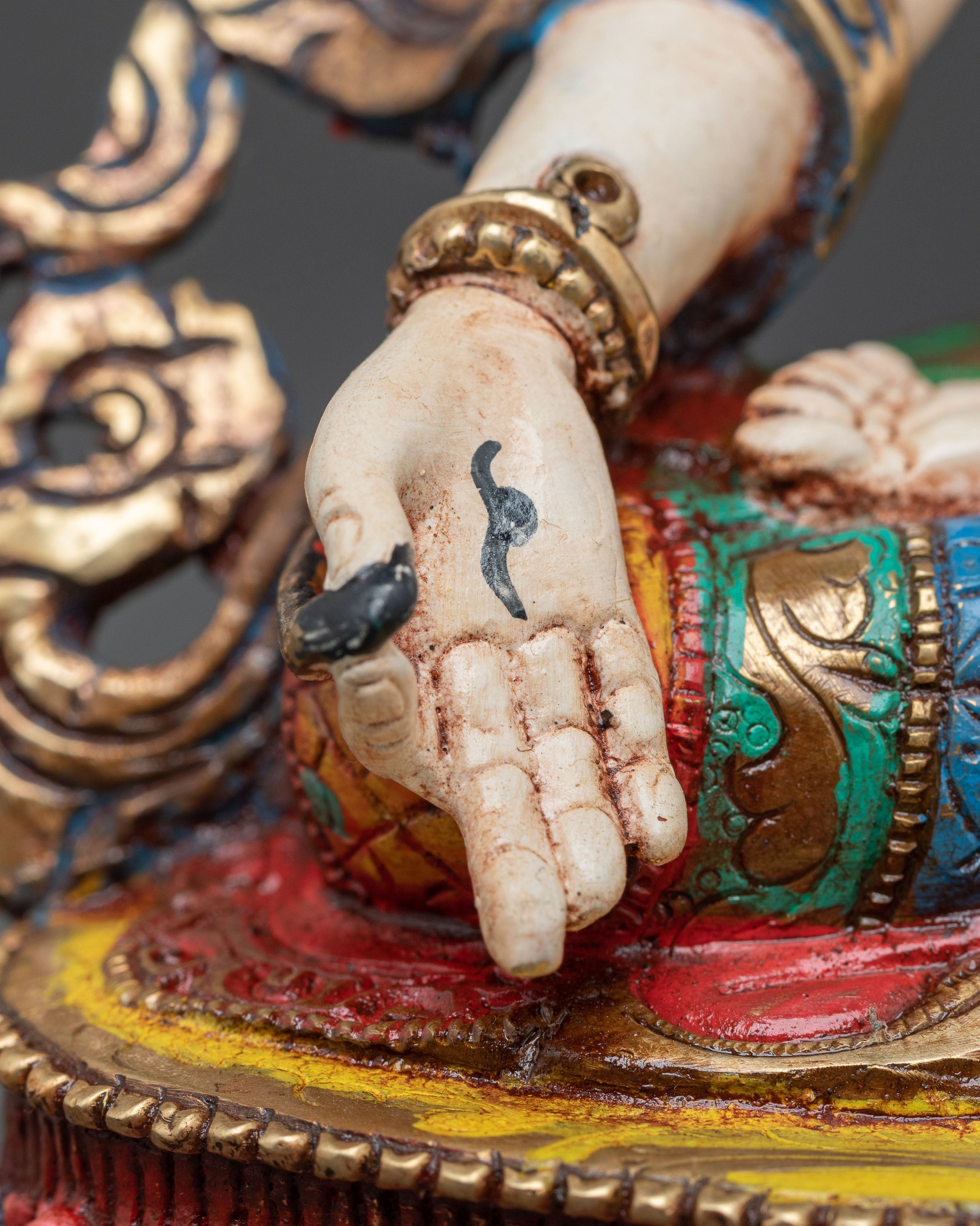 White Tara Sacred Sculpture: Seven-Eyed Goddess