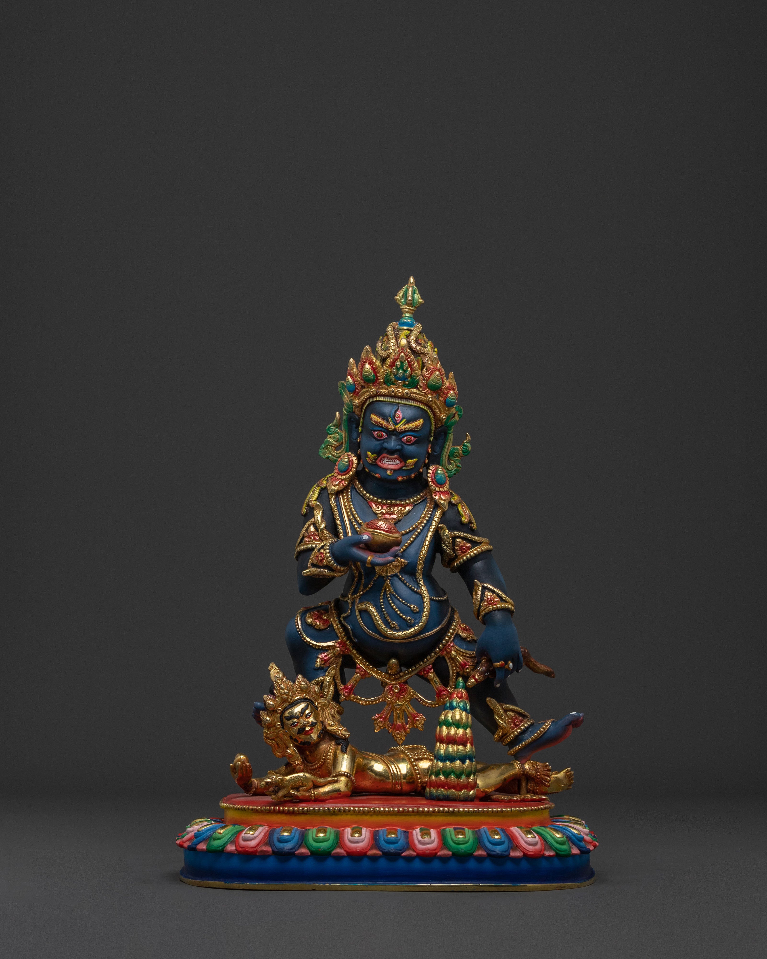 Black Dzambhala Wealth Deity Statue for Rituals