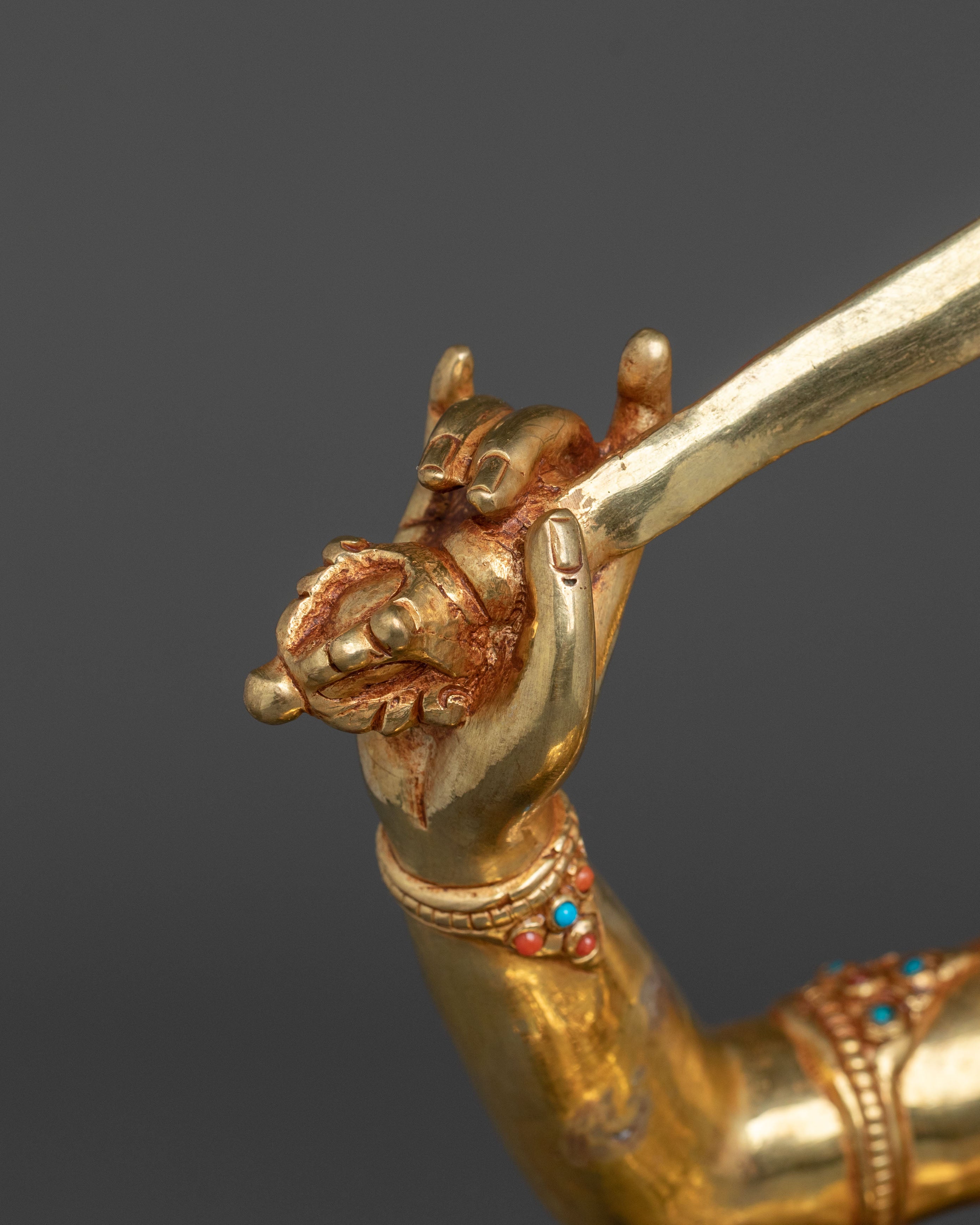 Flaming Sword of Wisdom Manjushri Statue | 24K Gold Gilded