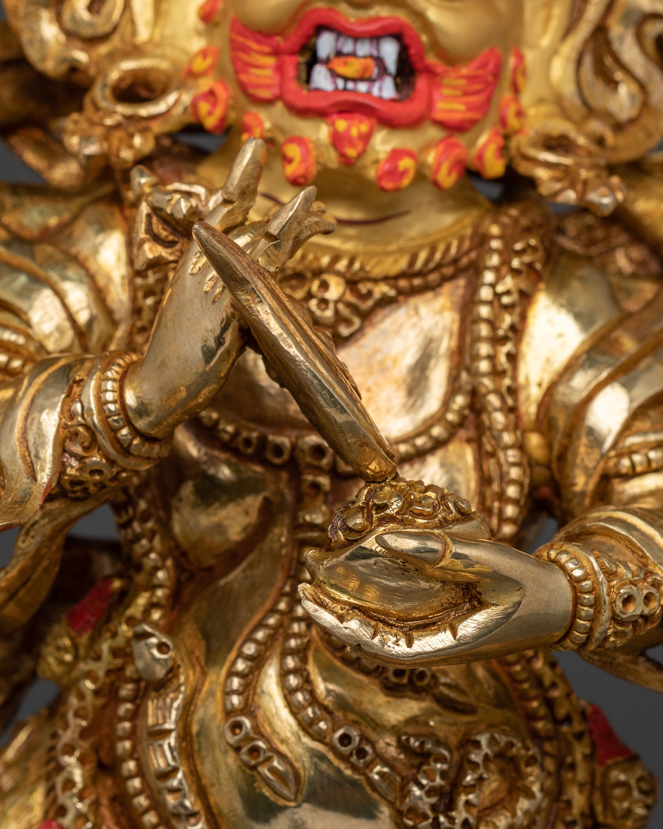 Six-Armed Mahakala 24K Gold Gilded Statue