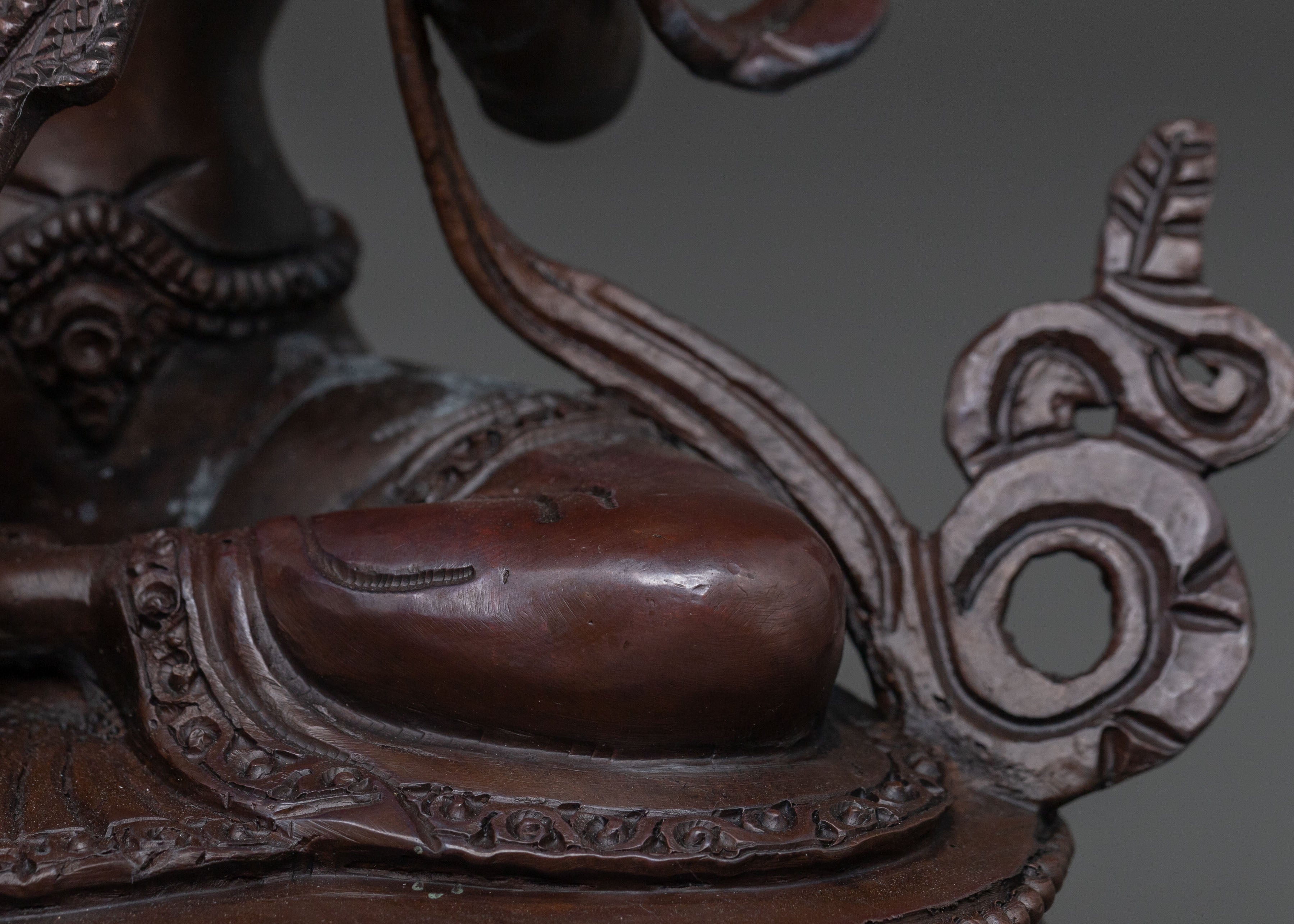 Saraswati Devi: Oxidized Copper Sacred Statue