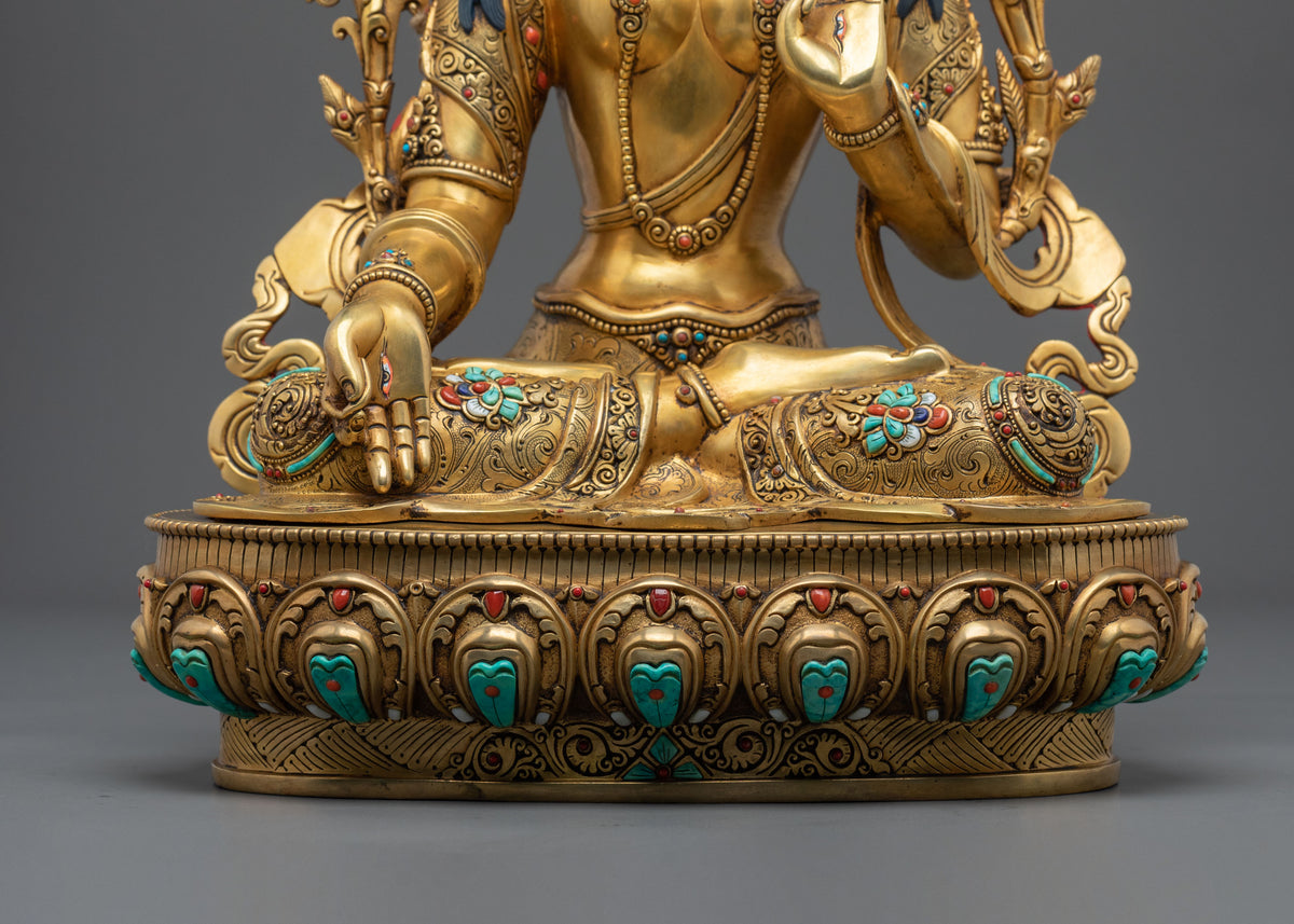 Seven Eyed Deity White Tara Sculpture | Symbol of Healing and Longevity