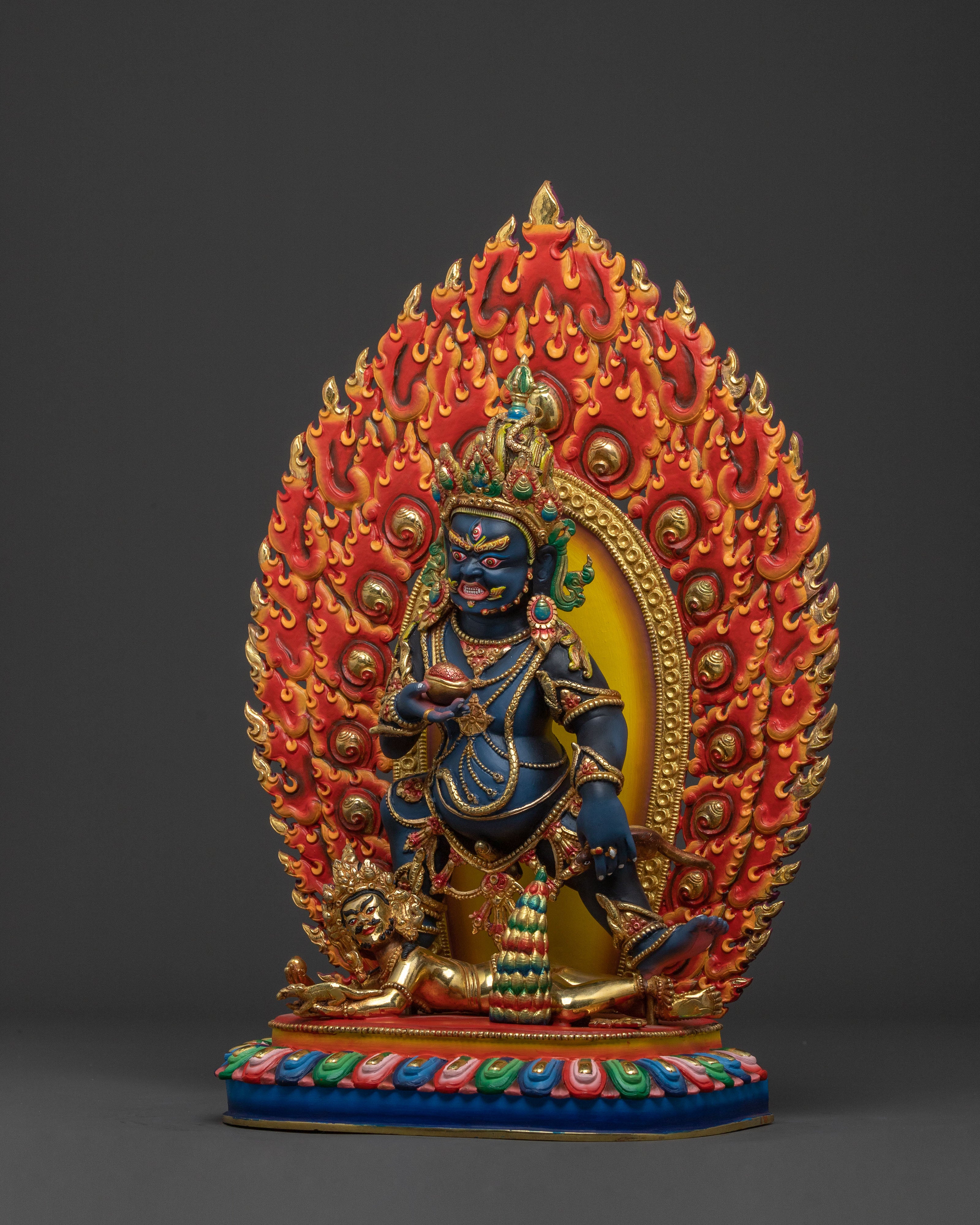 Black Dzambhala Wealth Deity Statue for Rituals