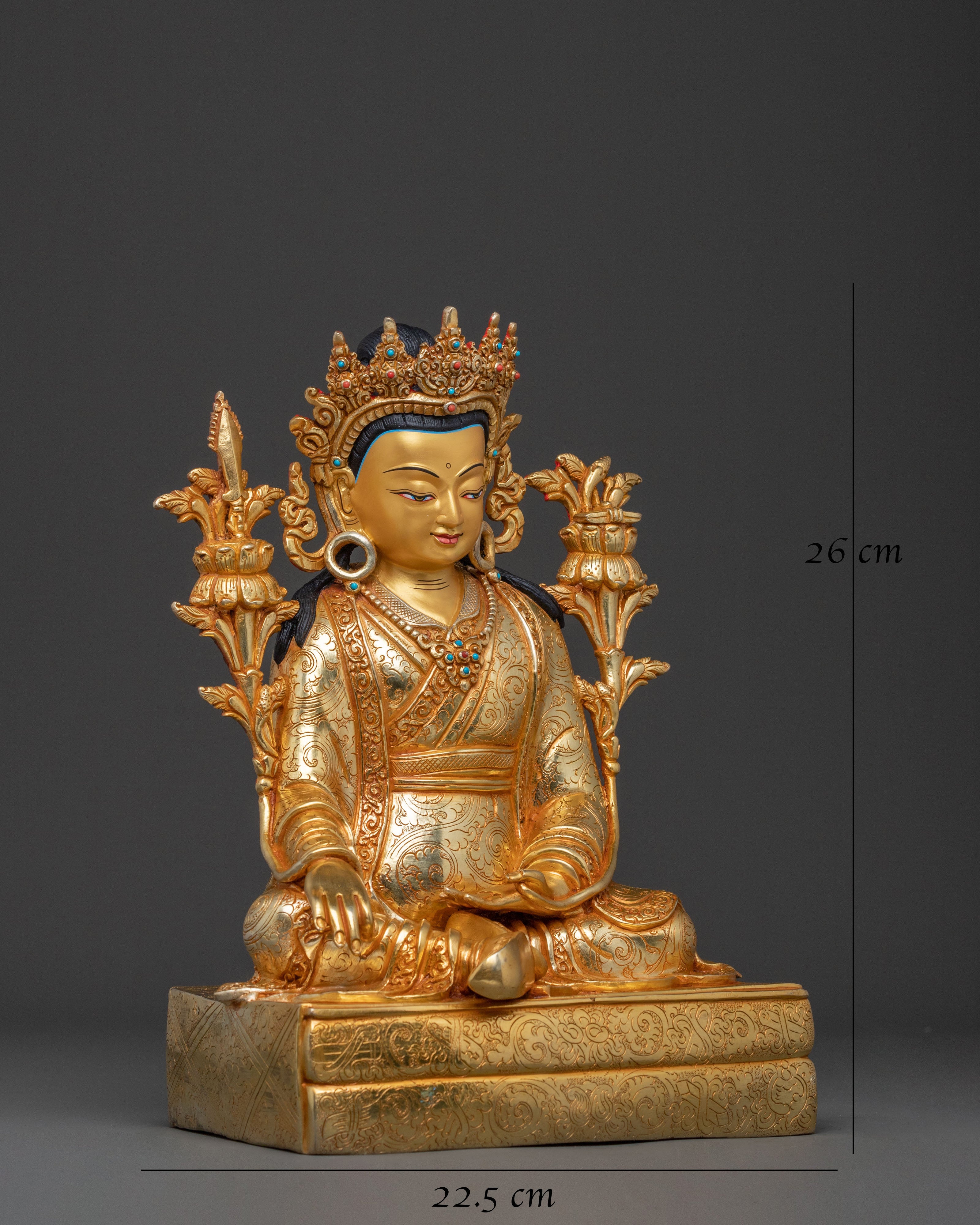 Trisong Detsen Statue | 24K Gold Gilded Dharma Protector