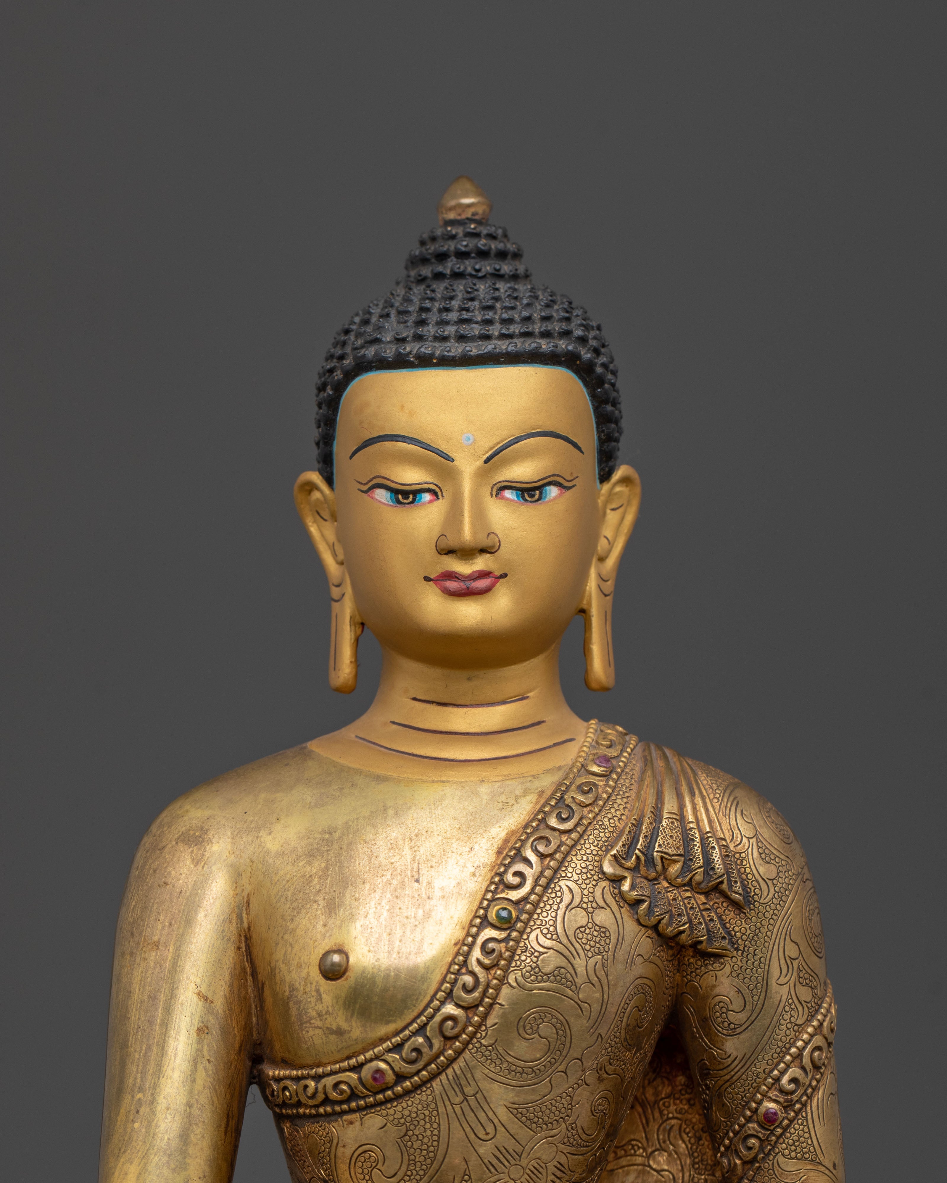 Sacred Three Buddha Handcrafted Statue Set in Premium 24K Gold