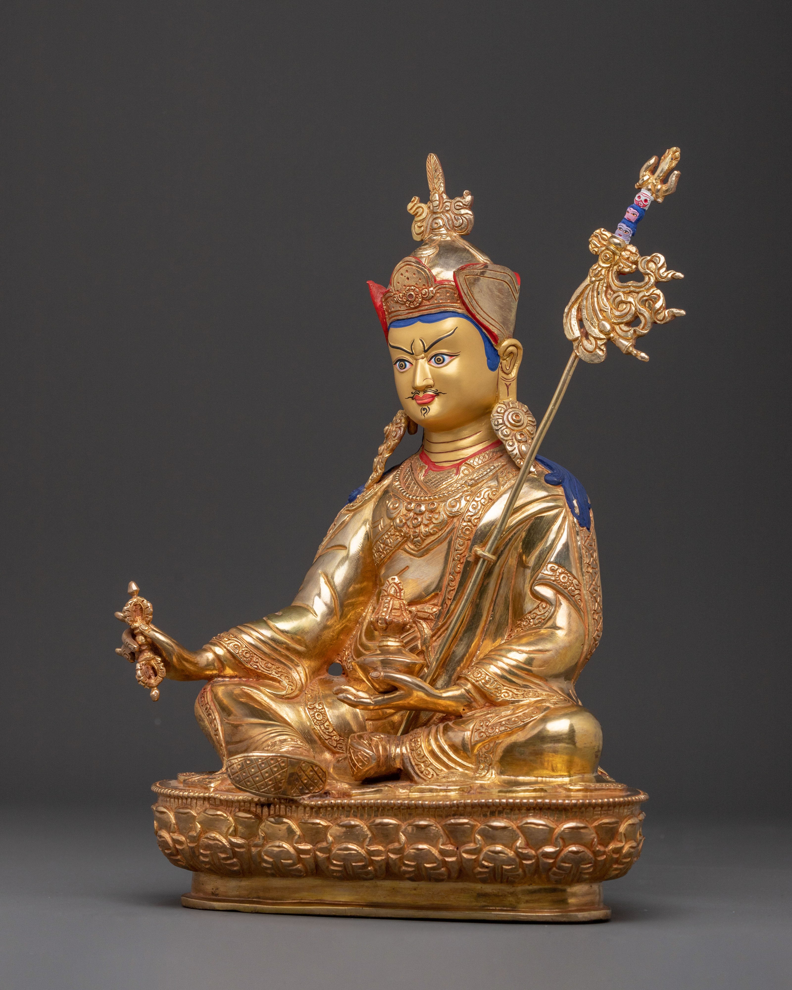 Guru Rinpoche Statue | 24K Gold Gilded Figure