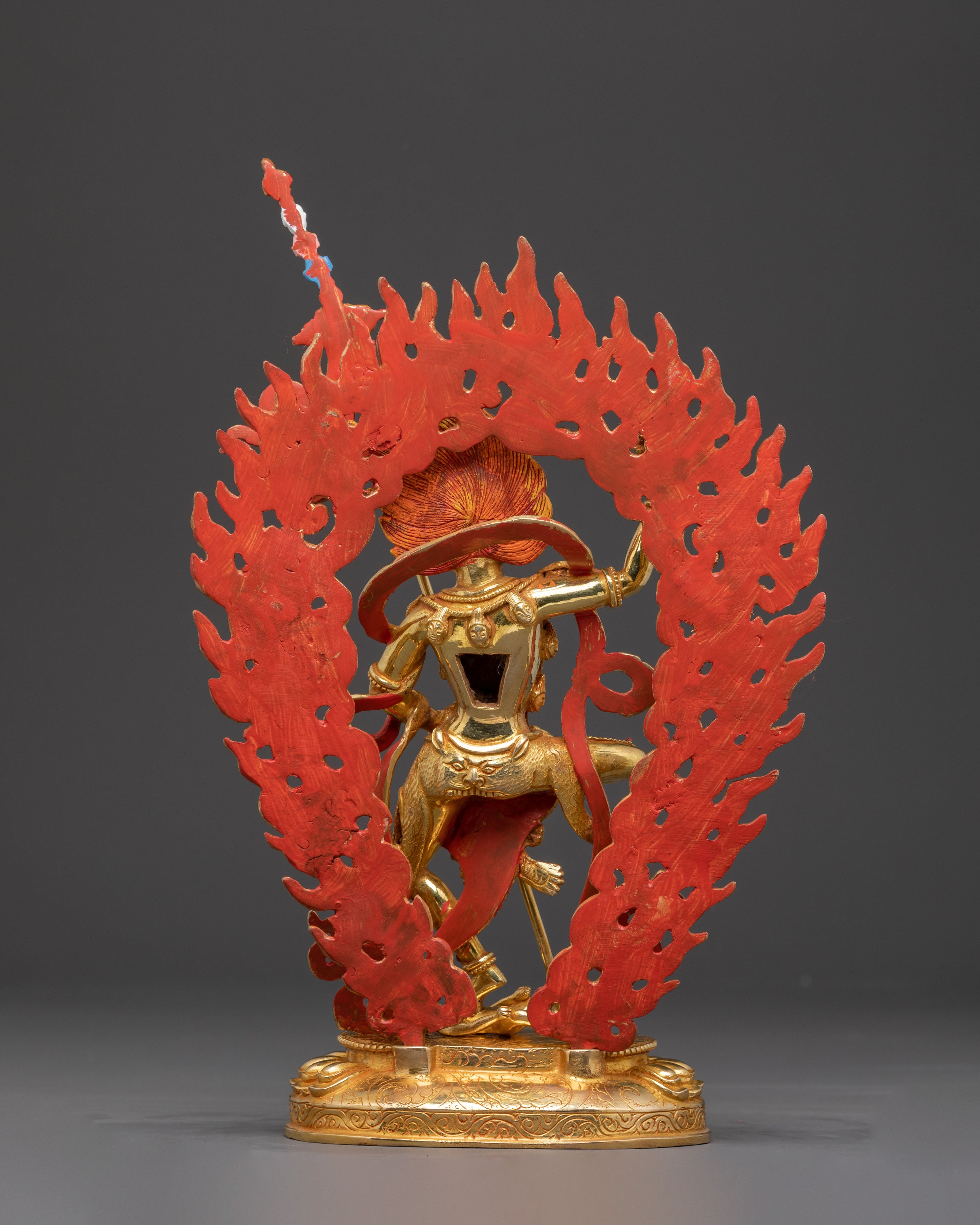 Shimha Mukha Protection Statue | Handcrafted 24K Gold Gilded Artwork