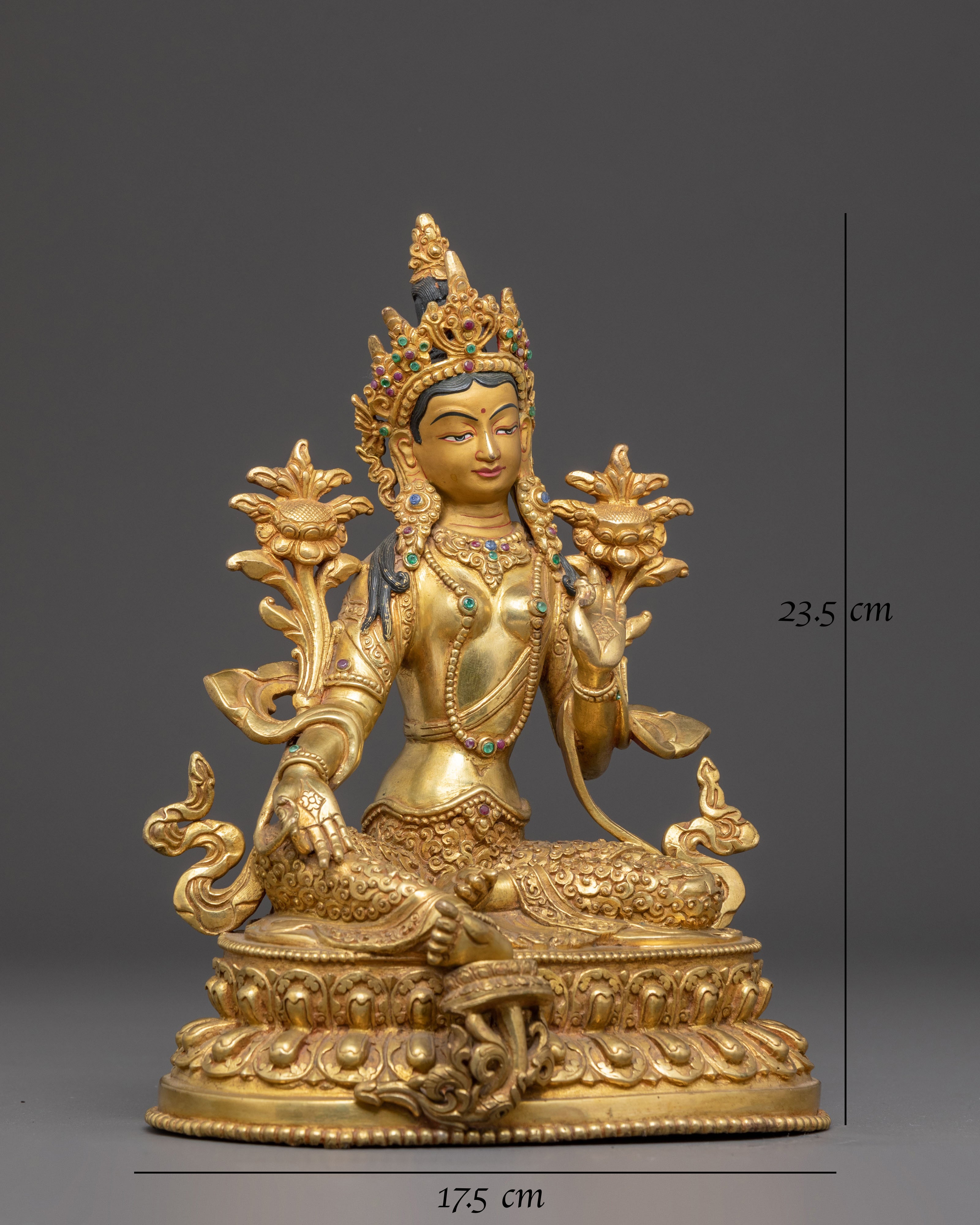 Handmade Healing Green Tara Buddha Statue 