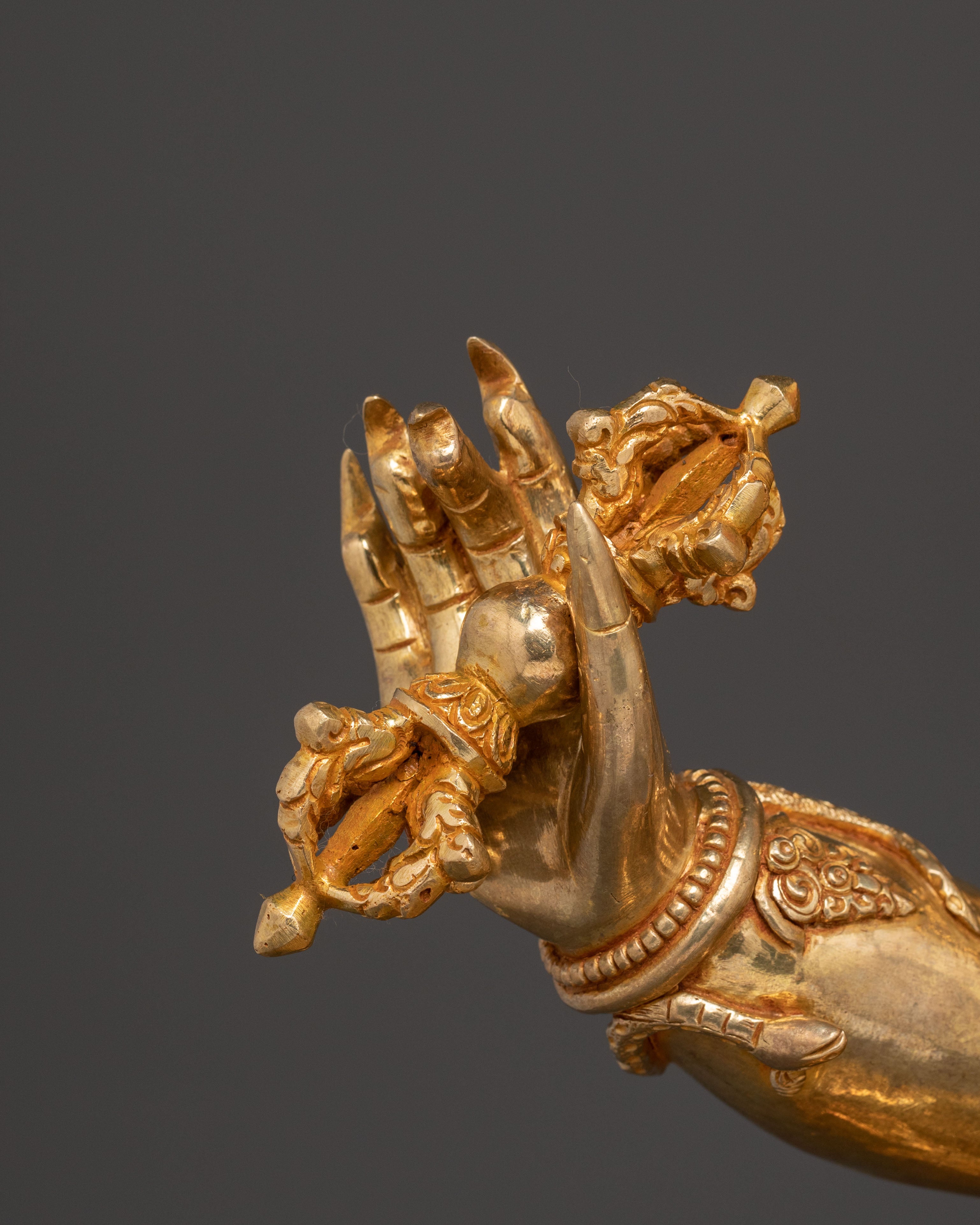 Vajrapani: Electrifying 24K Gold Gilded Sculpture