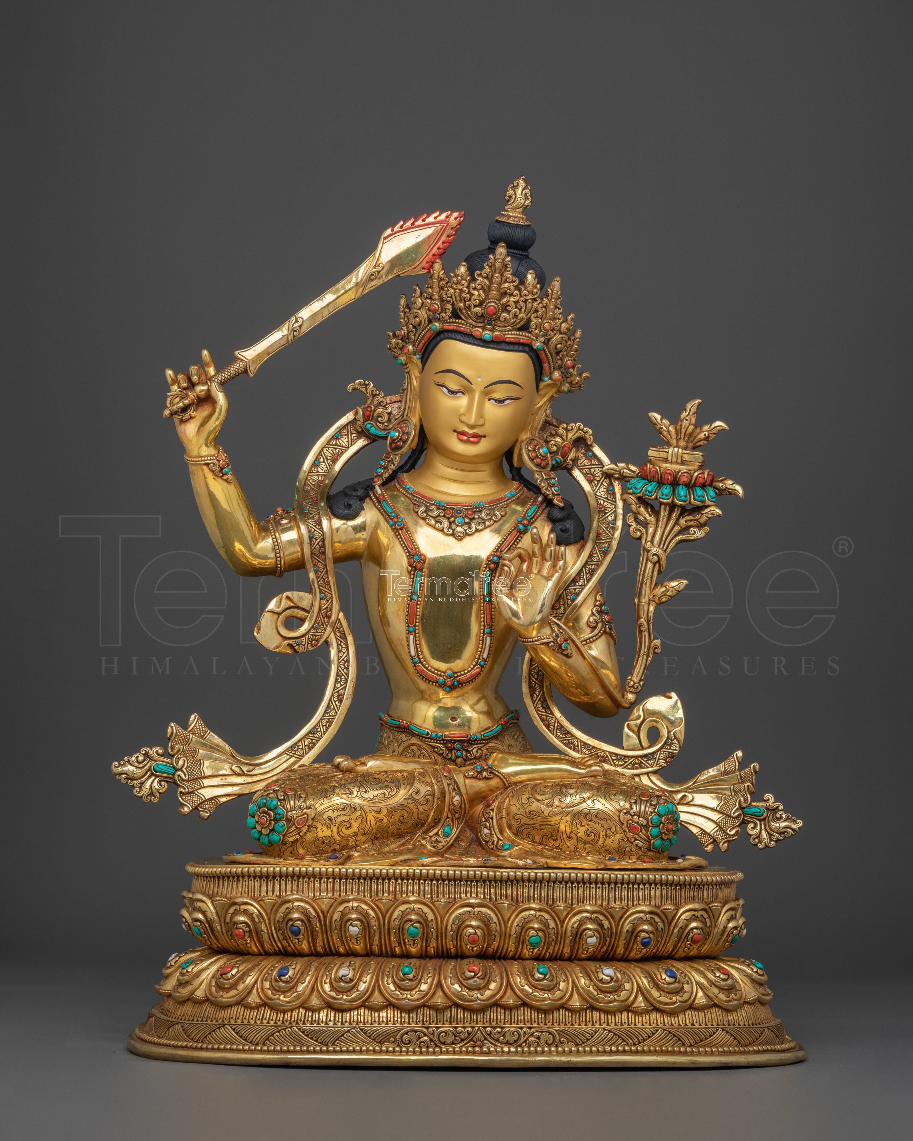 Wisdom Deity Manjushri Sacred Statue | Tibetan Buddhist Altar Figure