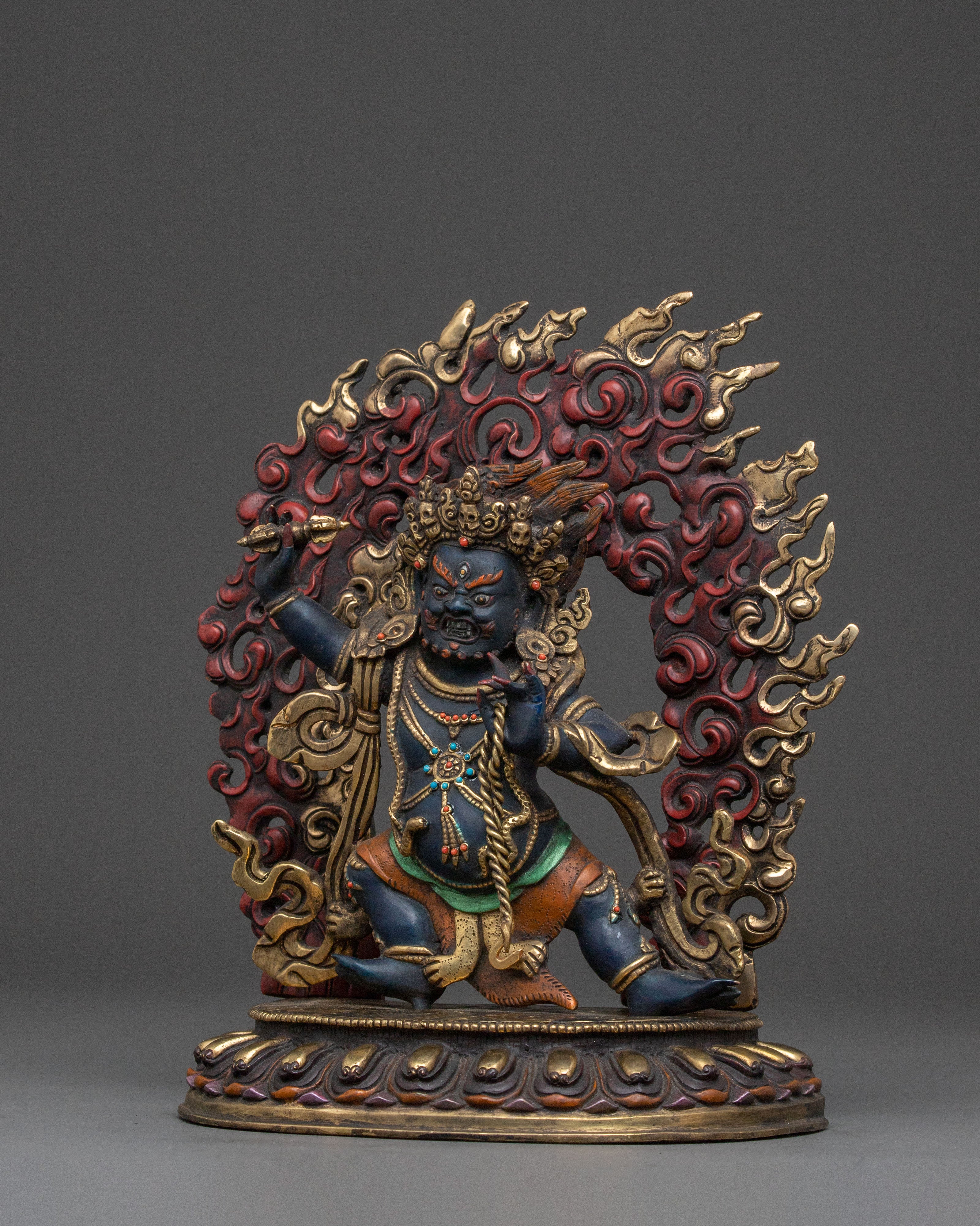 Vajrapani Golden Electroplated Statue: Dynamic Protector
