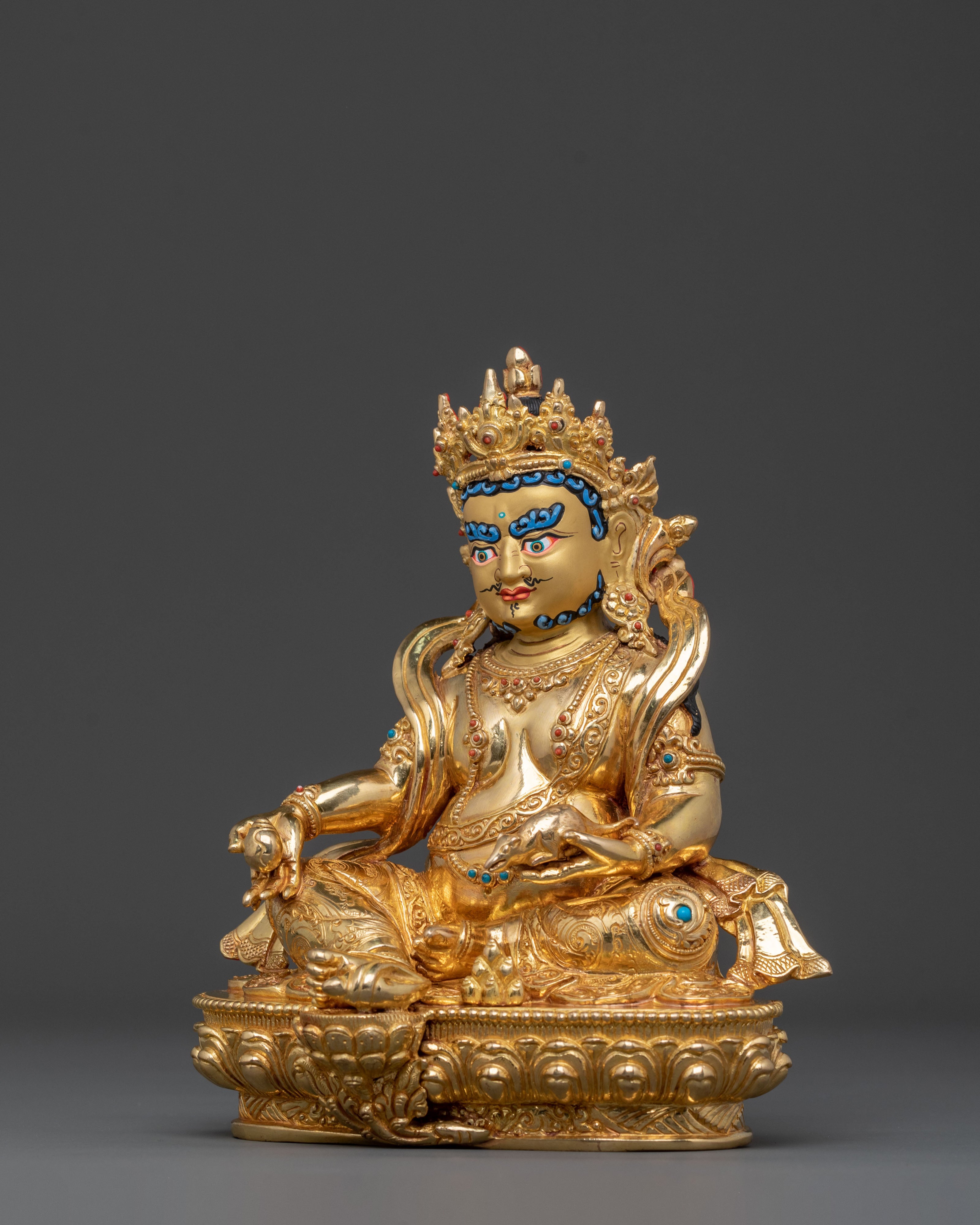 Dzambhala 24K Gold Gilded Statue: Himalayan Handcrafted Rupa