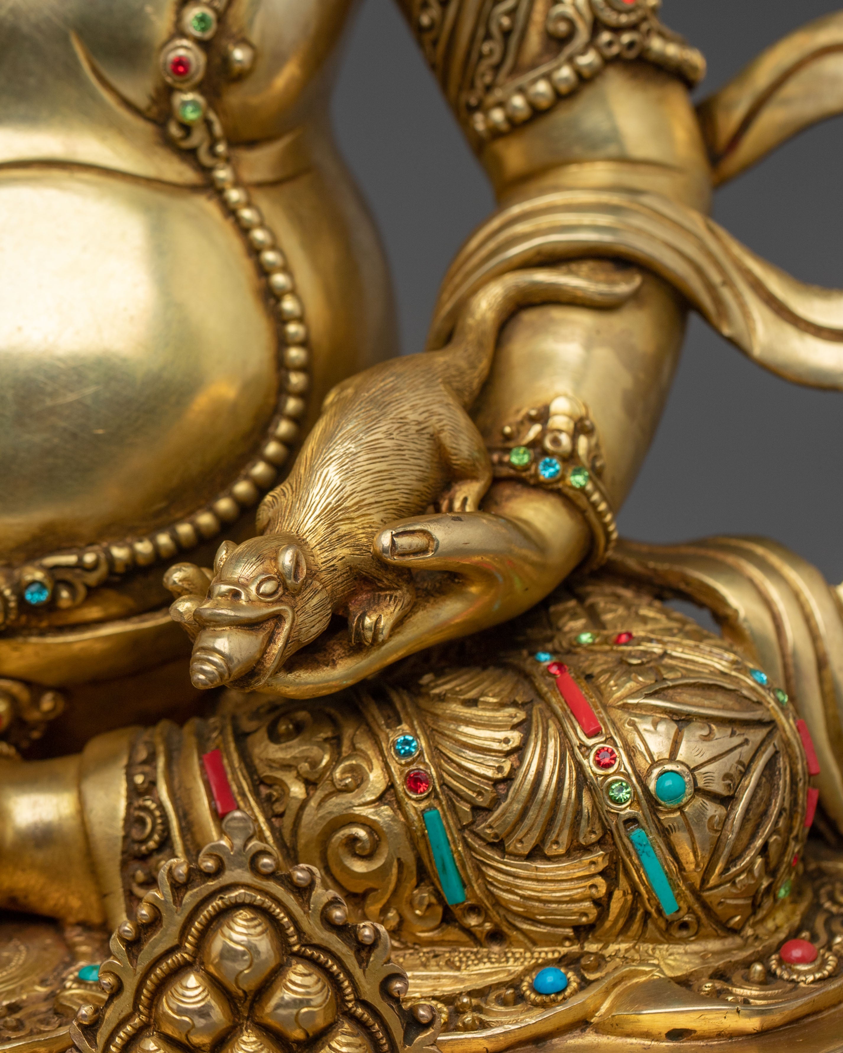 Dzambhala Acrylic Painted Sculpture | Golden Figurine
