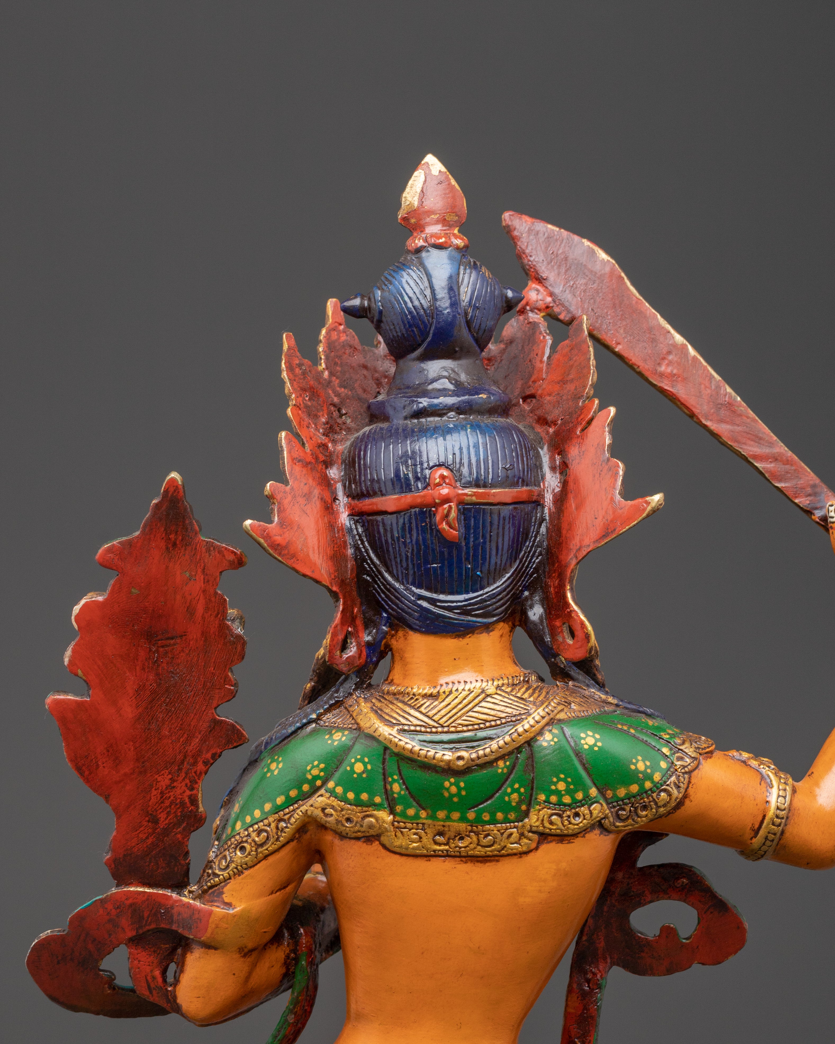 Handmade Statue of Bodhisattva Manjushri: Himalayan Artwork