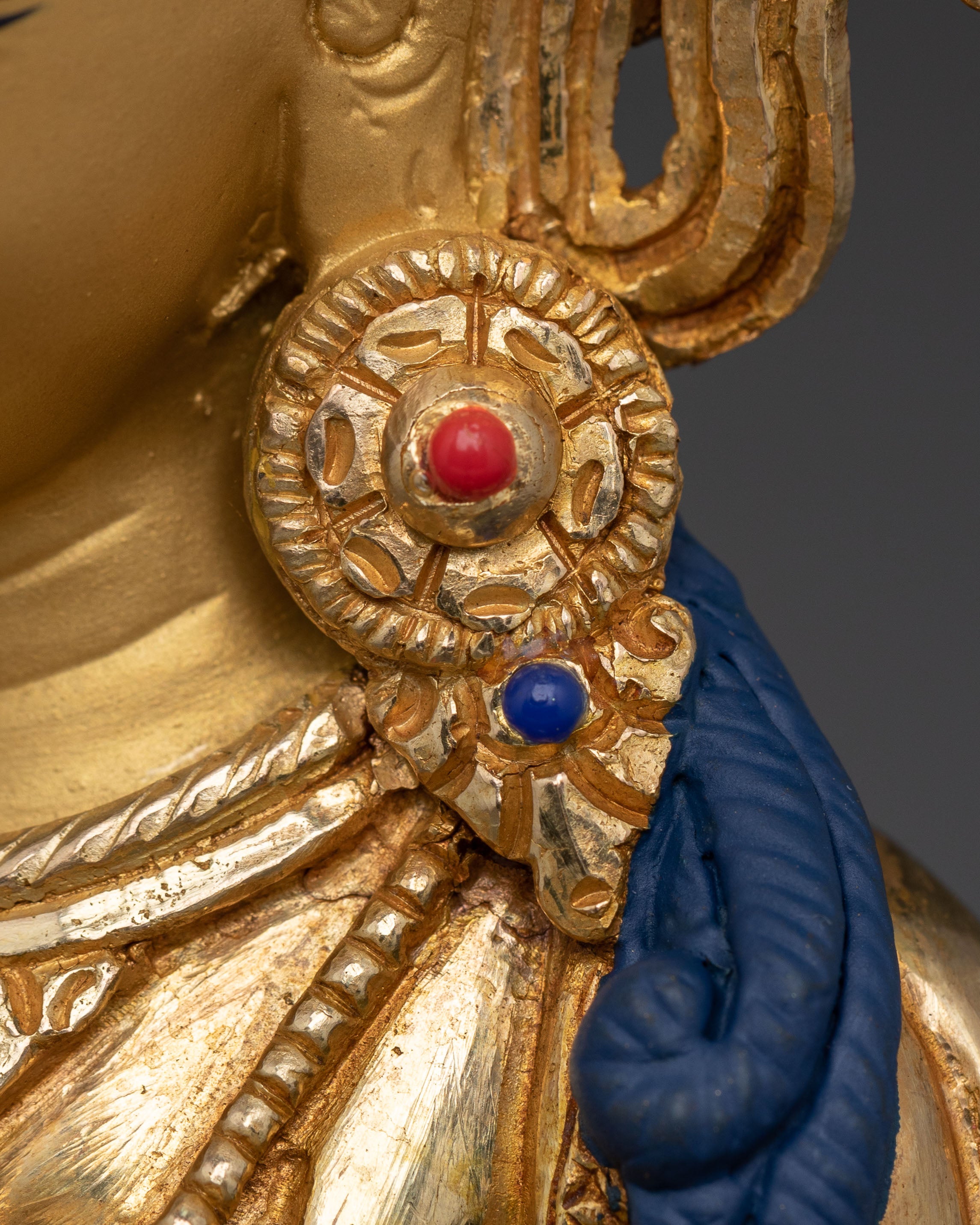 Sitting Machig Labdron Handcrafted Statue, 24K Gold Gilded