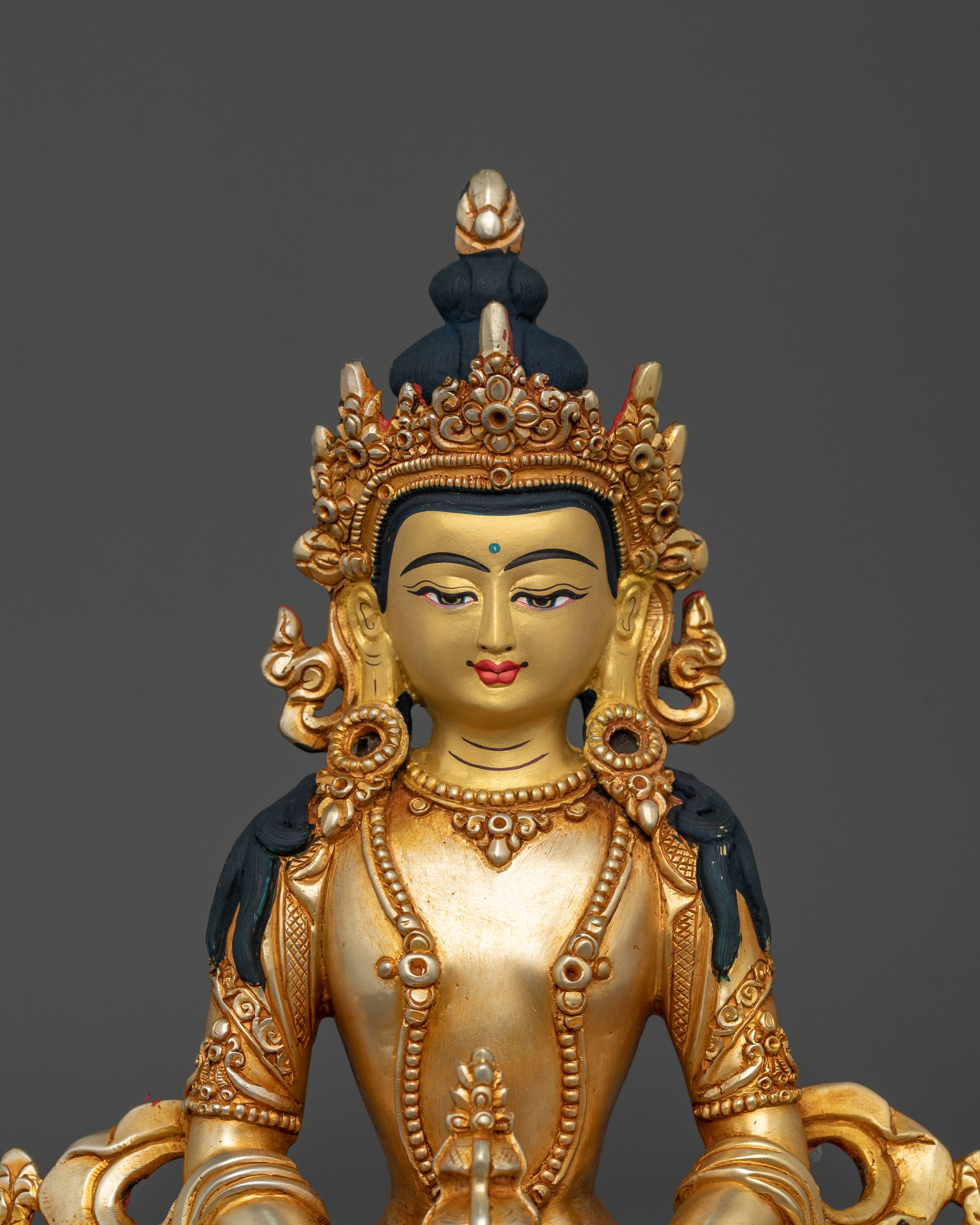 Long Life Deity Amitayus Statue – Serene Gilded Copper